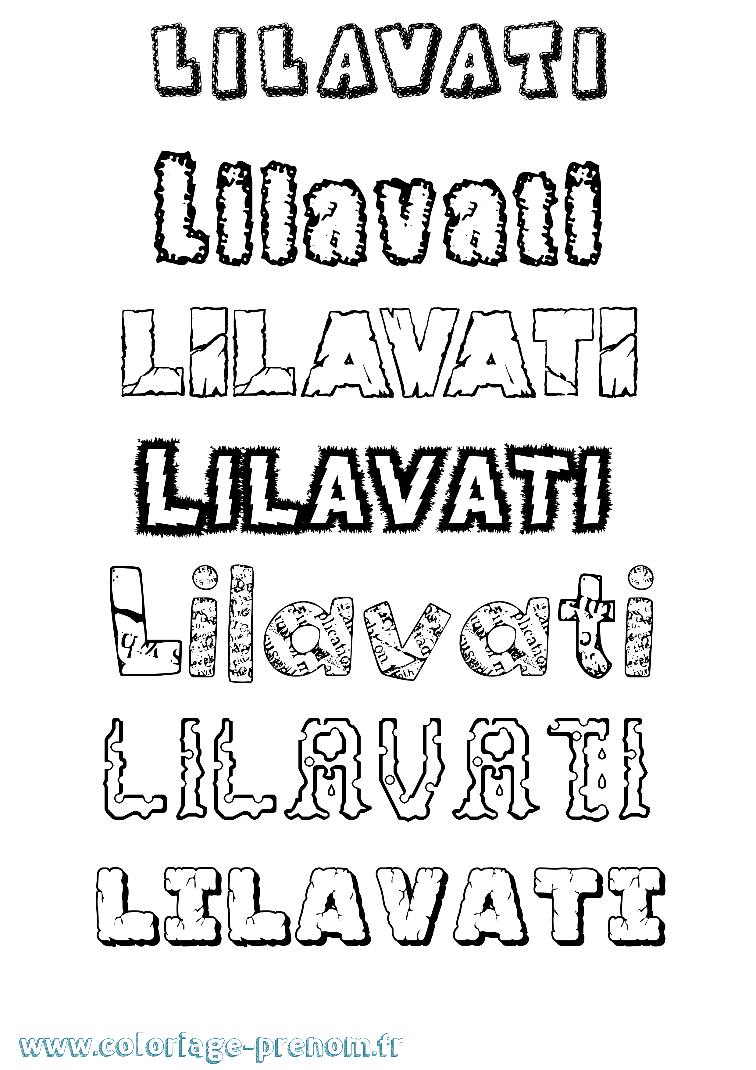 Coloriage Lilavati Destructuré Coloriage prénom Lilavati Destructuré