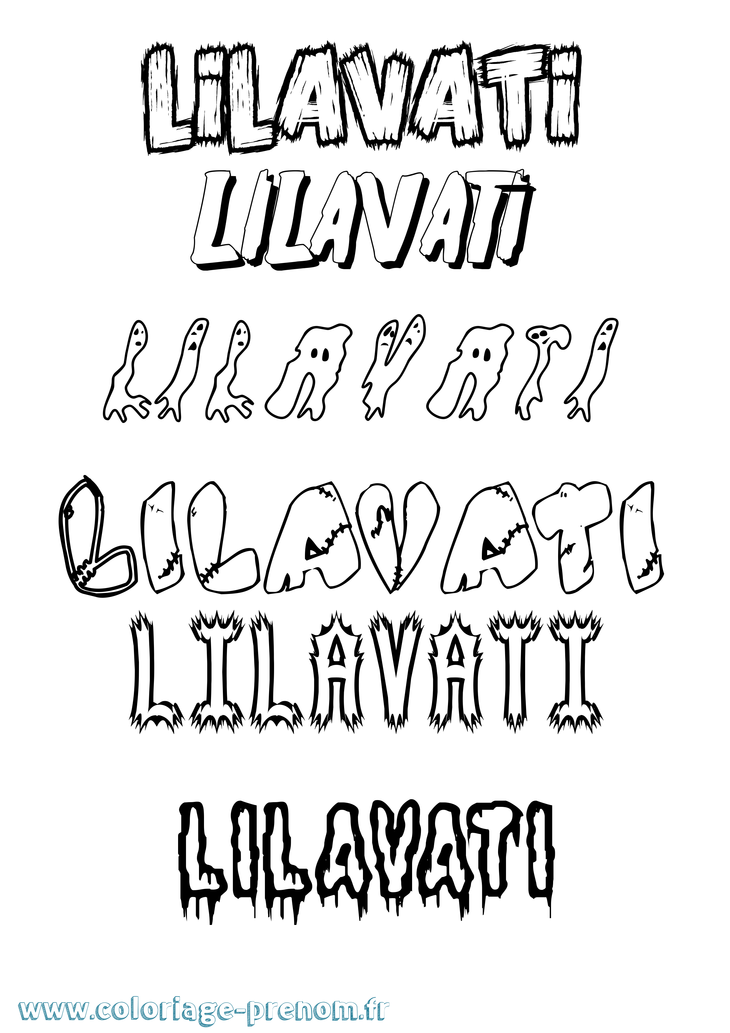 Coloriage Lilavati Frisson Coloriage prénom Lilavati Frisson