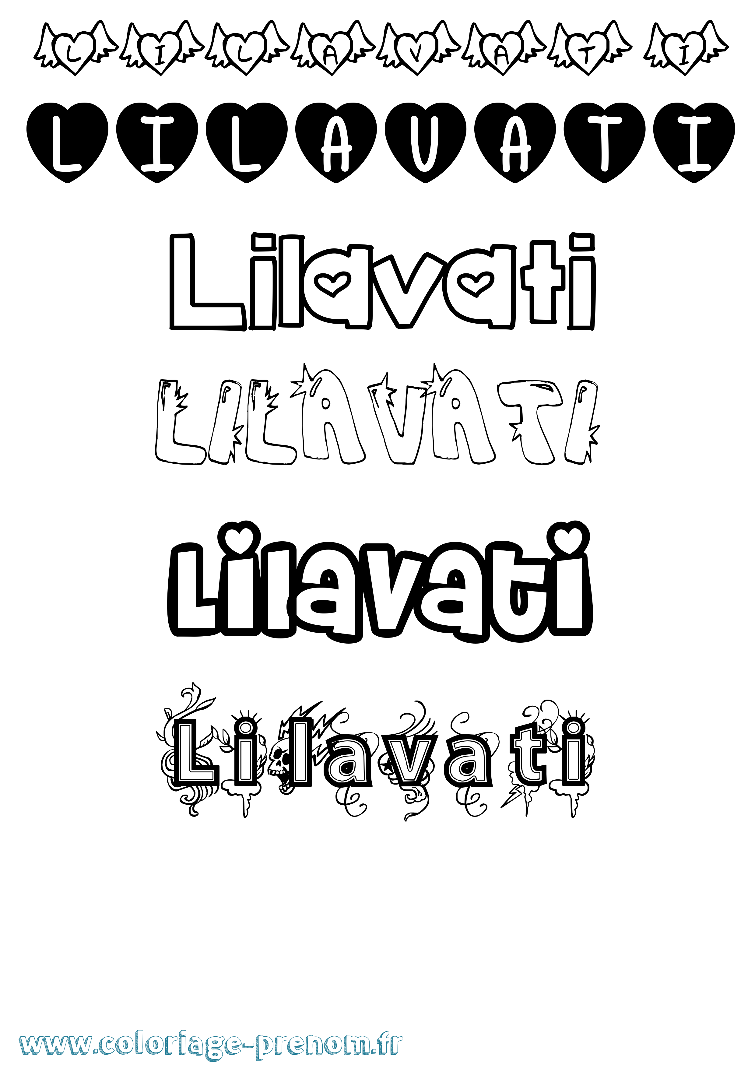 Coloriage Lilavati Girly Coloriage prénom Lilavati Girly