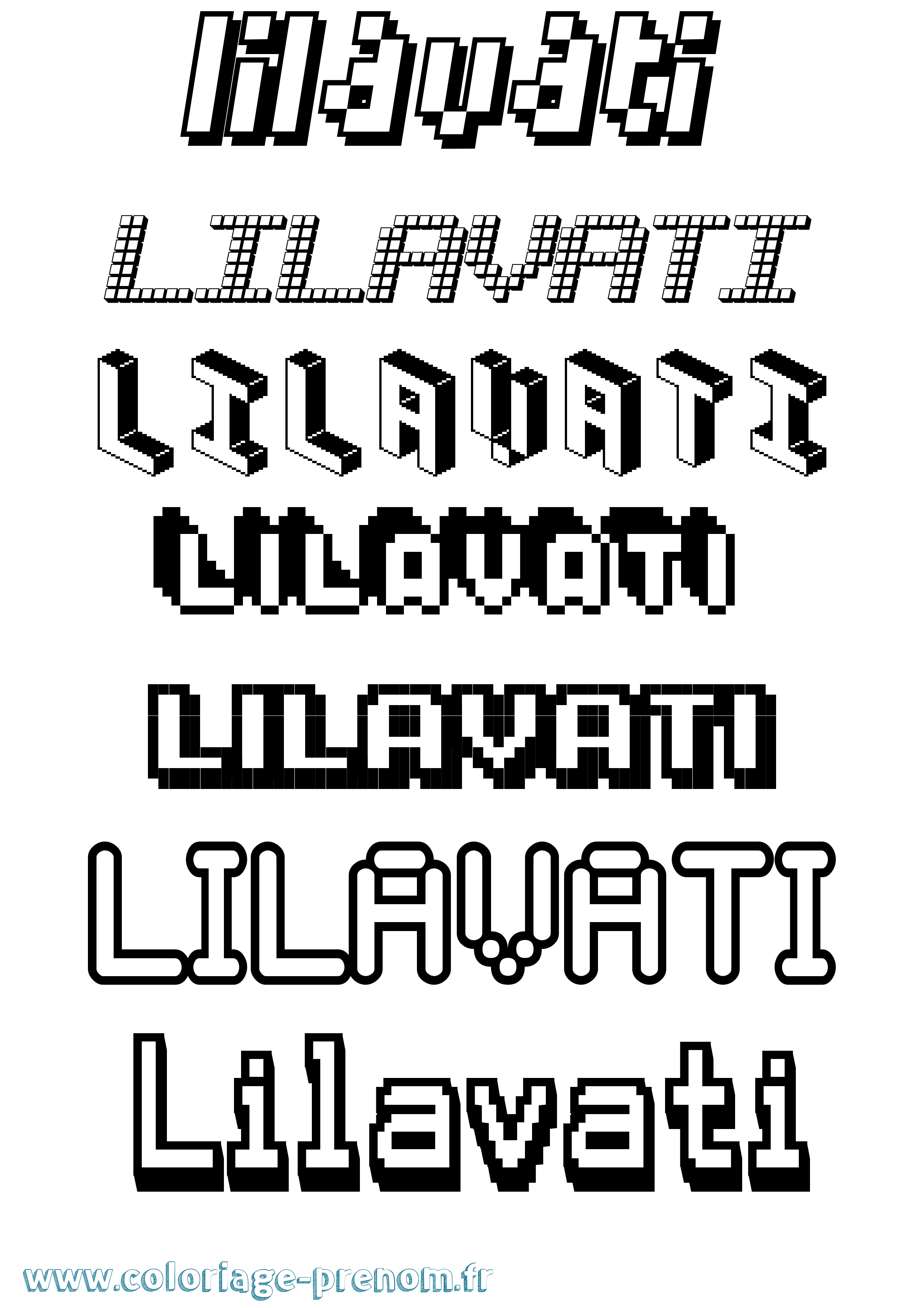 Coloriage Lilavati Pixel Coloriage prénom Lilavati Pixel