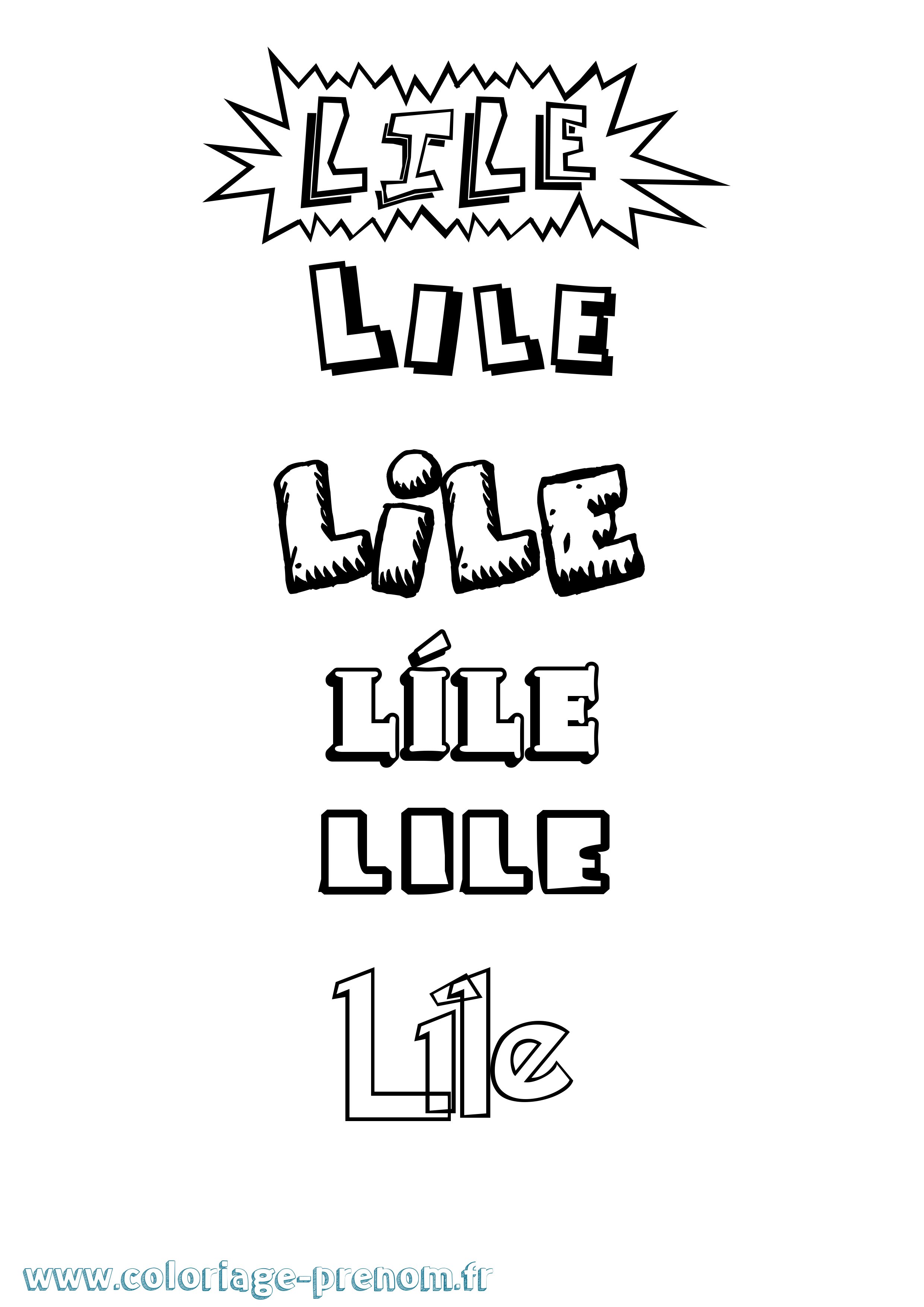 Coloriage Líle Dessin Animé Coloriage prénom Líle Dessin Animé