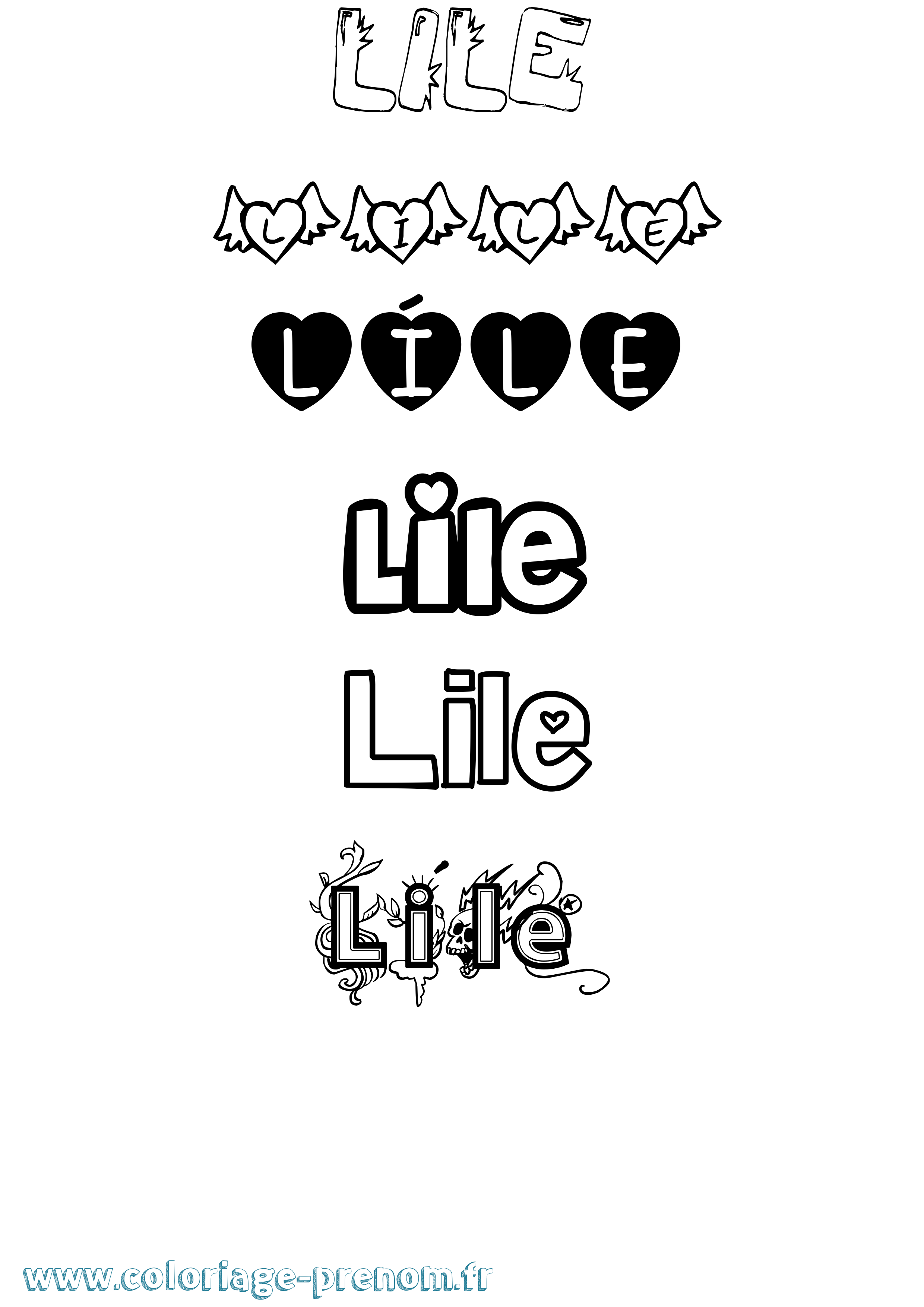 Coloriage Líle Girly Coloriage prénom Líle Girly