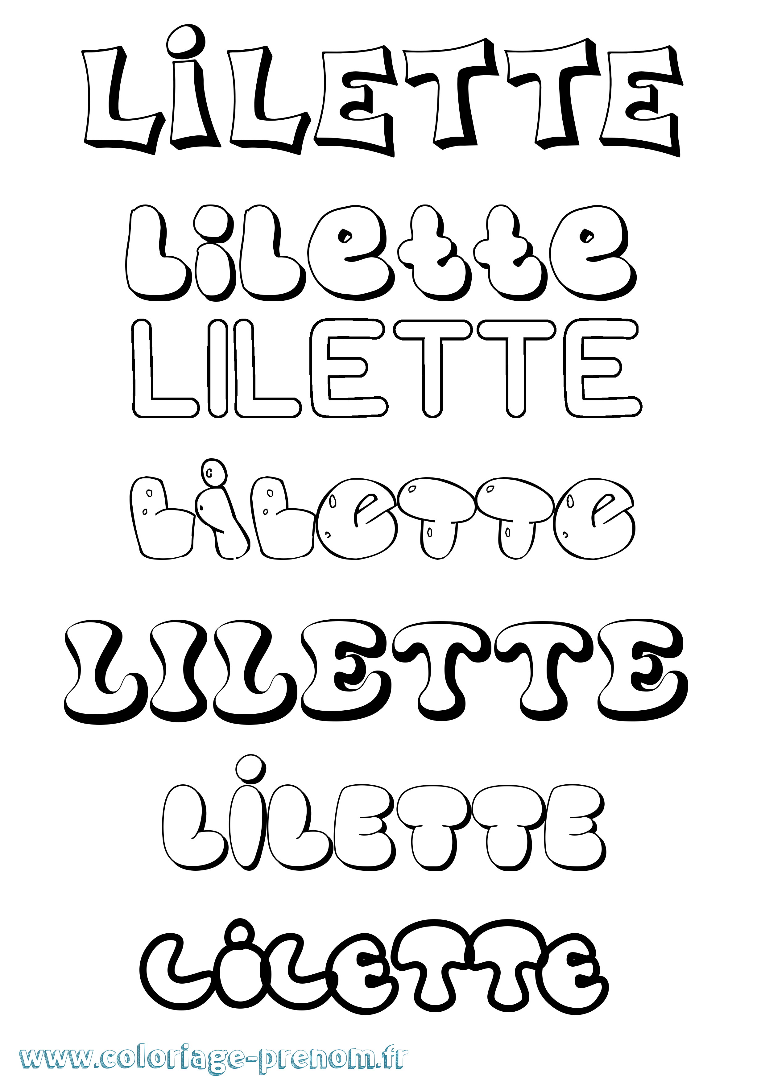 Coloriage Lilette Bubble Coloriage prénom Lilette Bubble