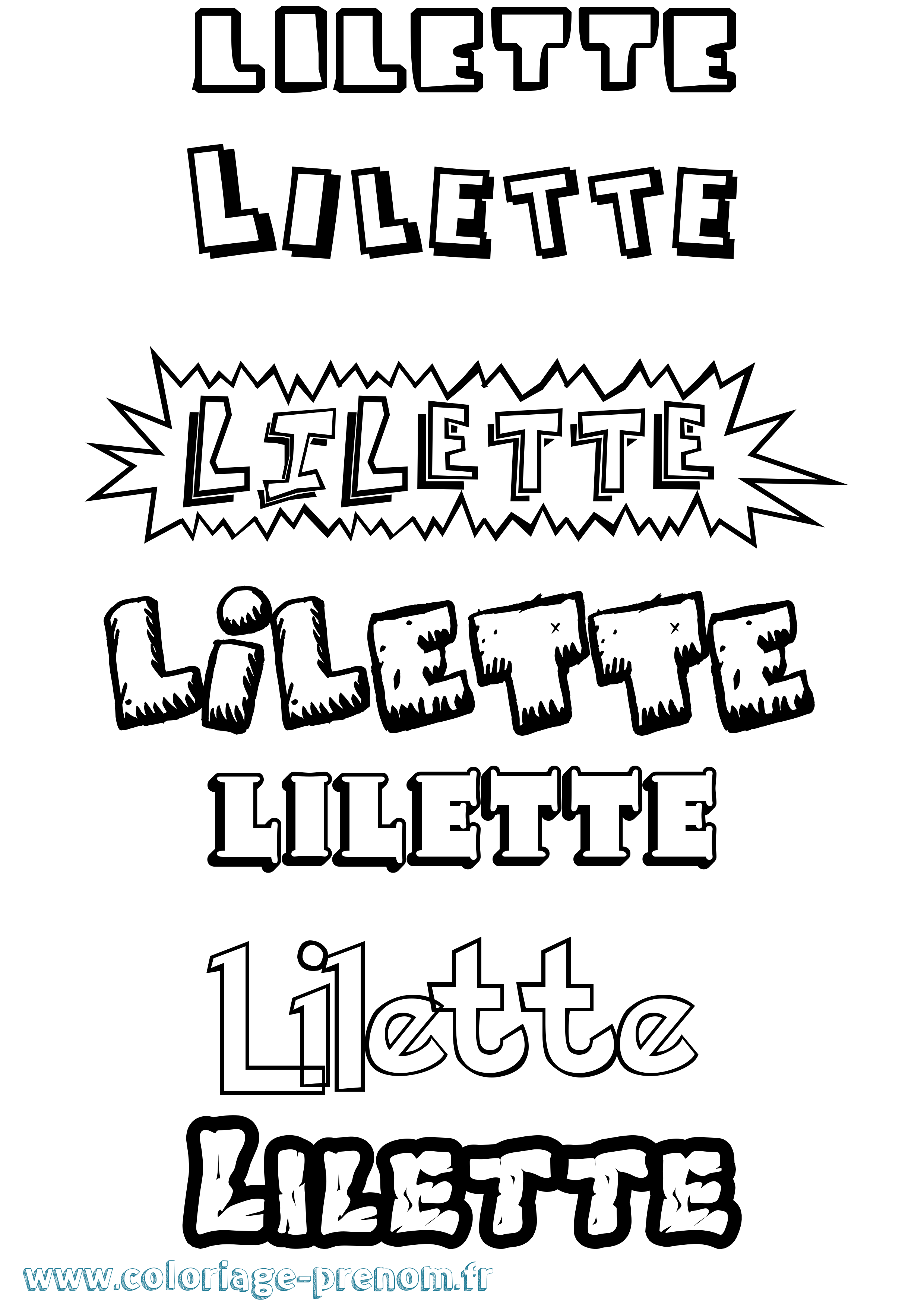 Coloriage Lilette Dessin Animé Coloriage prénom Lilette Dessin Animé