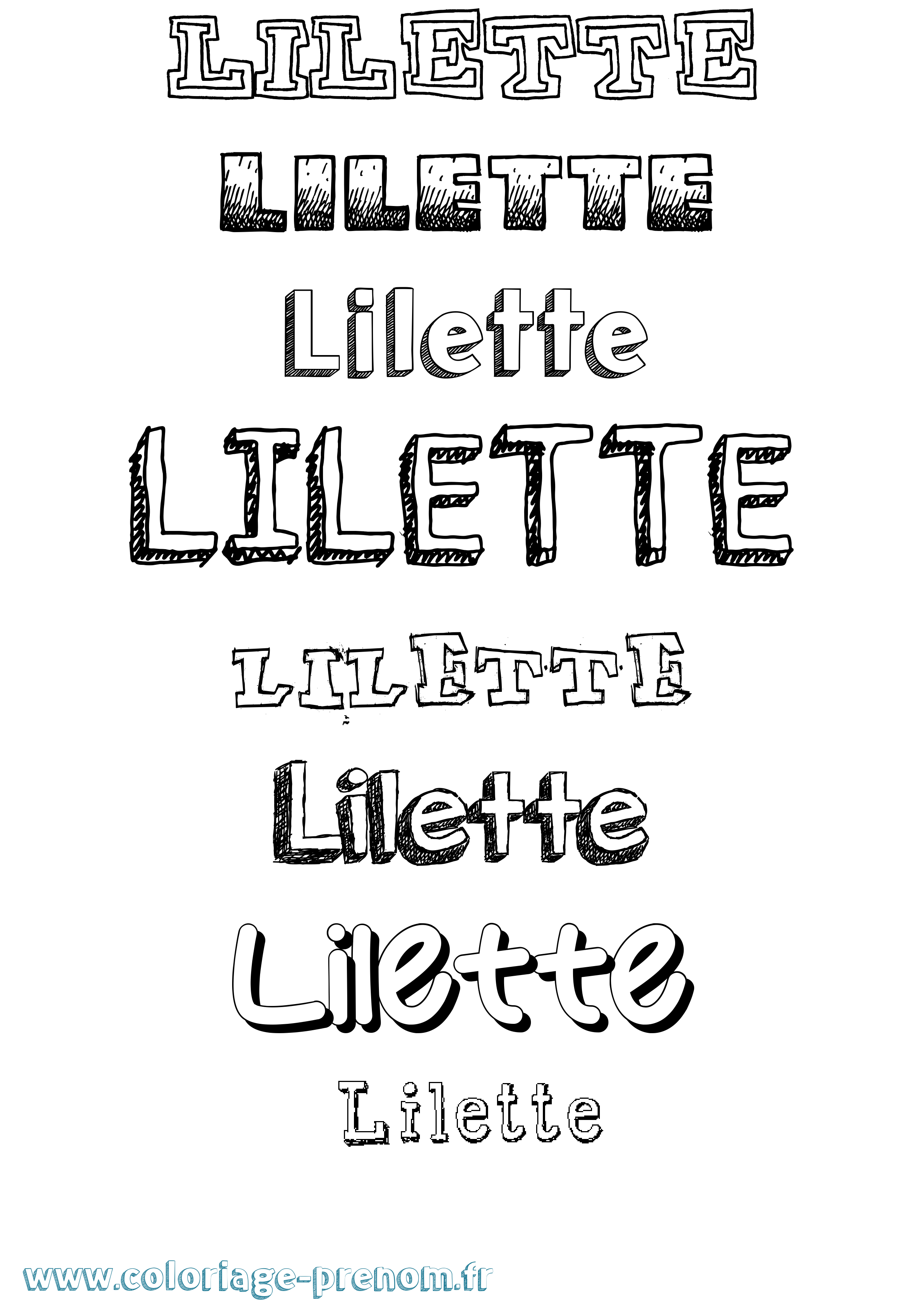 Coloriage Lilette Dessiné Coloriage prénom Lilette Dessiné