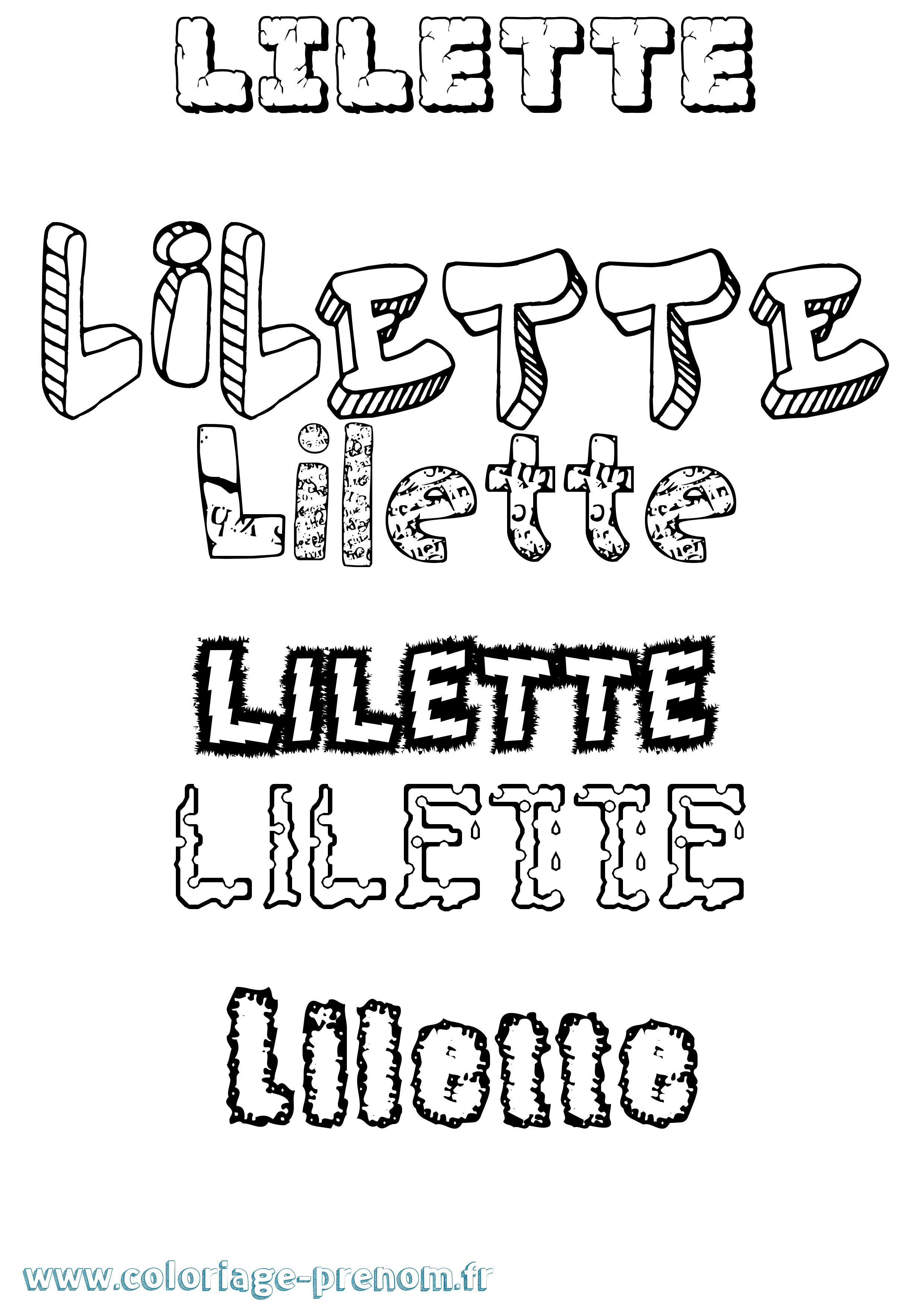 Coloriage Lilette Destructuré Coloriage prénom Lilette Destructuré