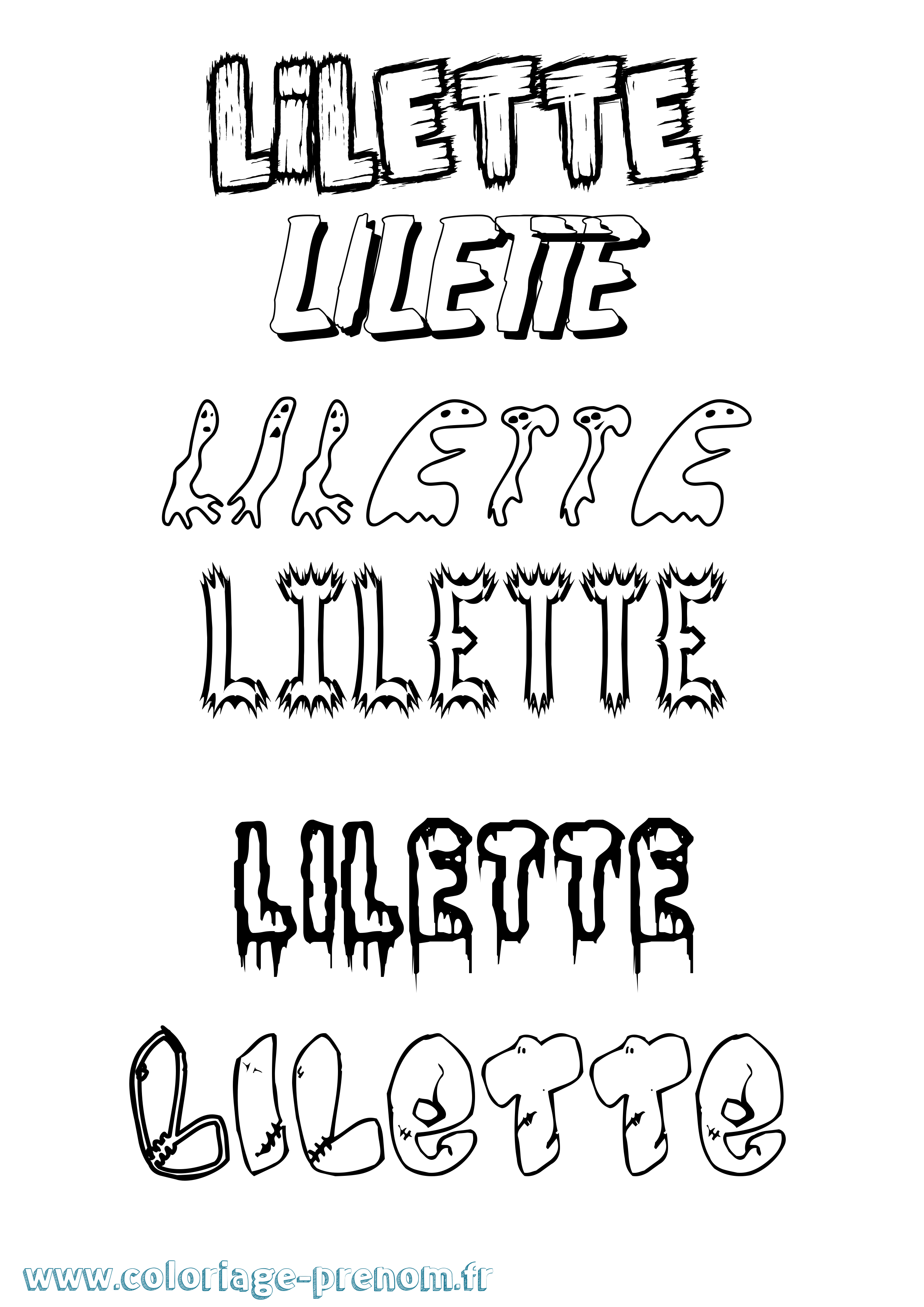 Coloriage Lilette Frisson Coloriage prénom Lilette Frisson