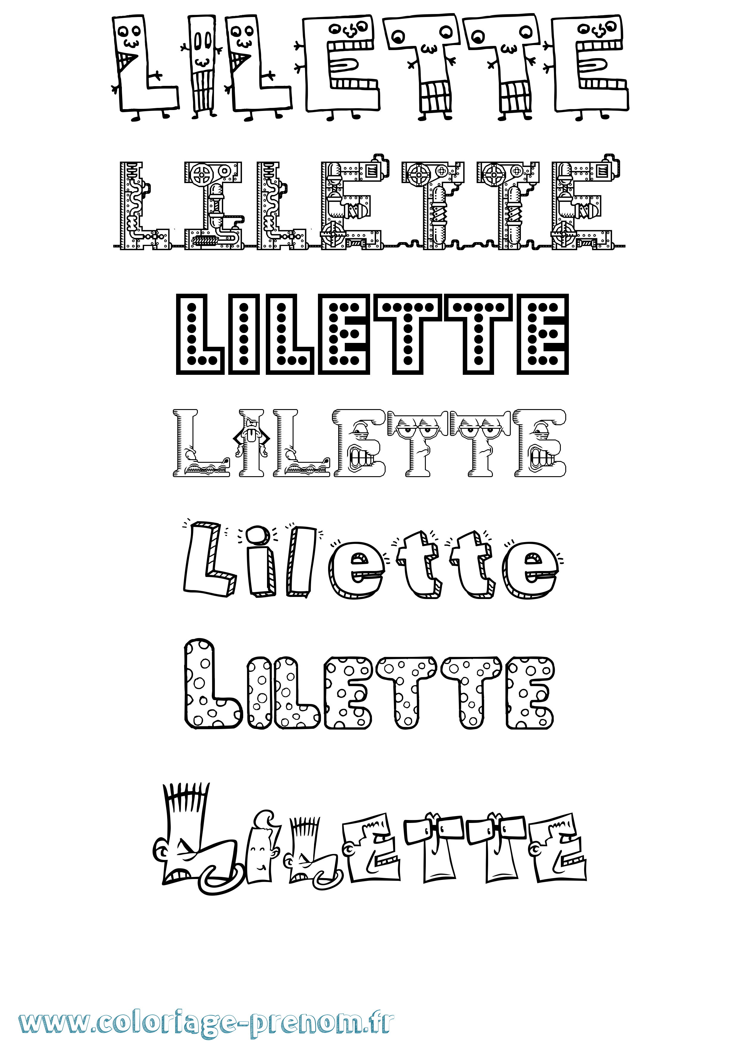 Coloriage Lilette Fun Coloriage prénom Lilette Fun