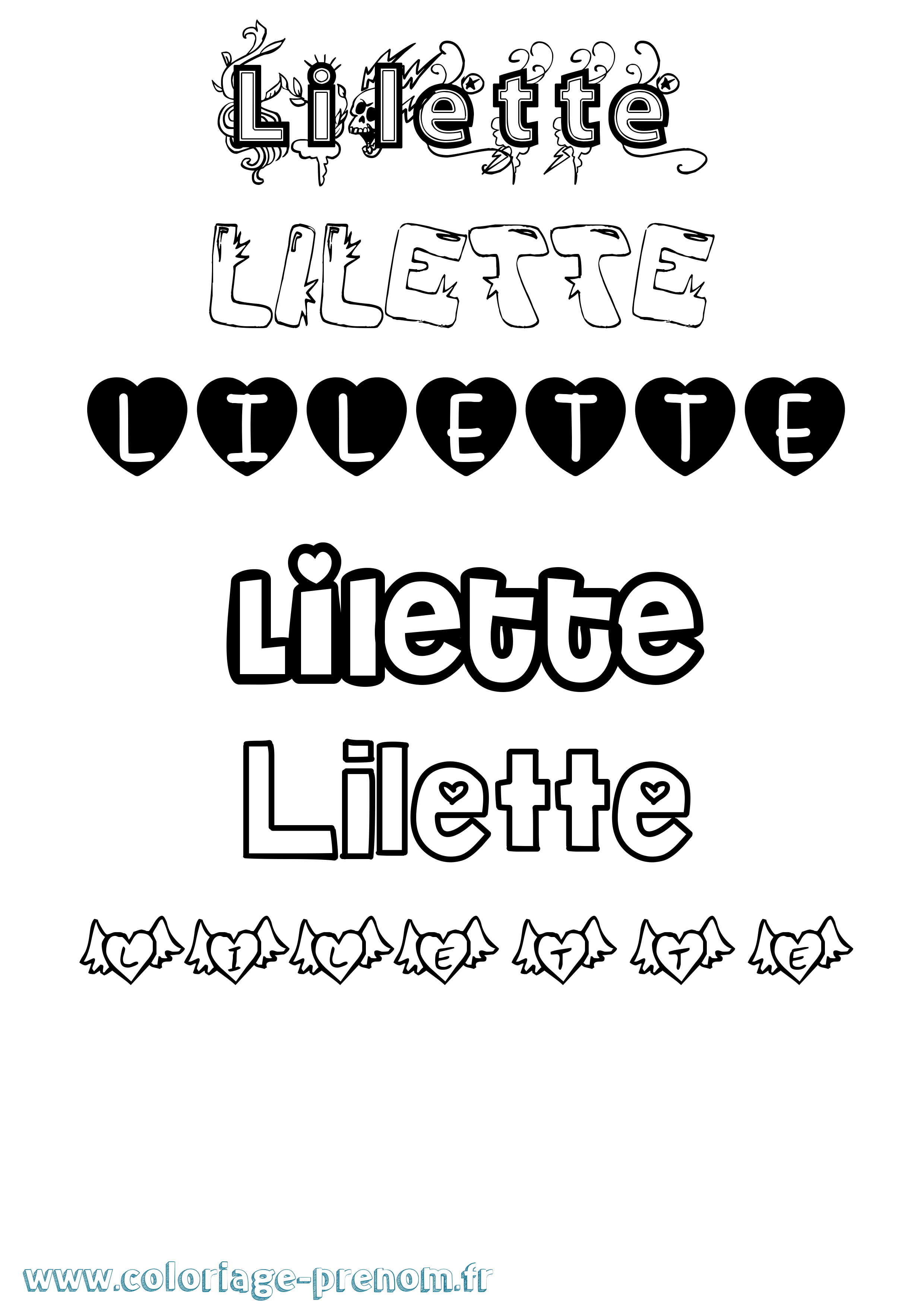 Coloriage Lilette Girly Coloriage prénom Lilette Girly
