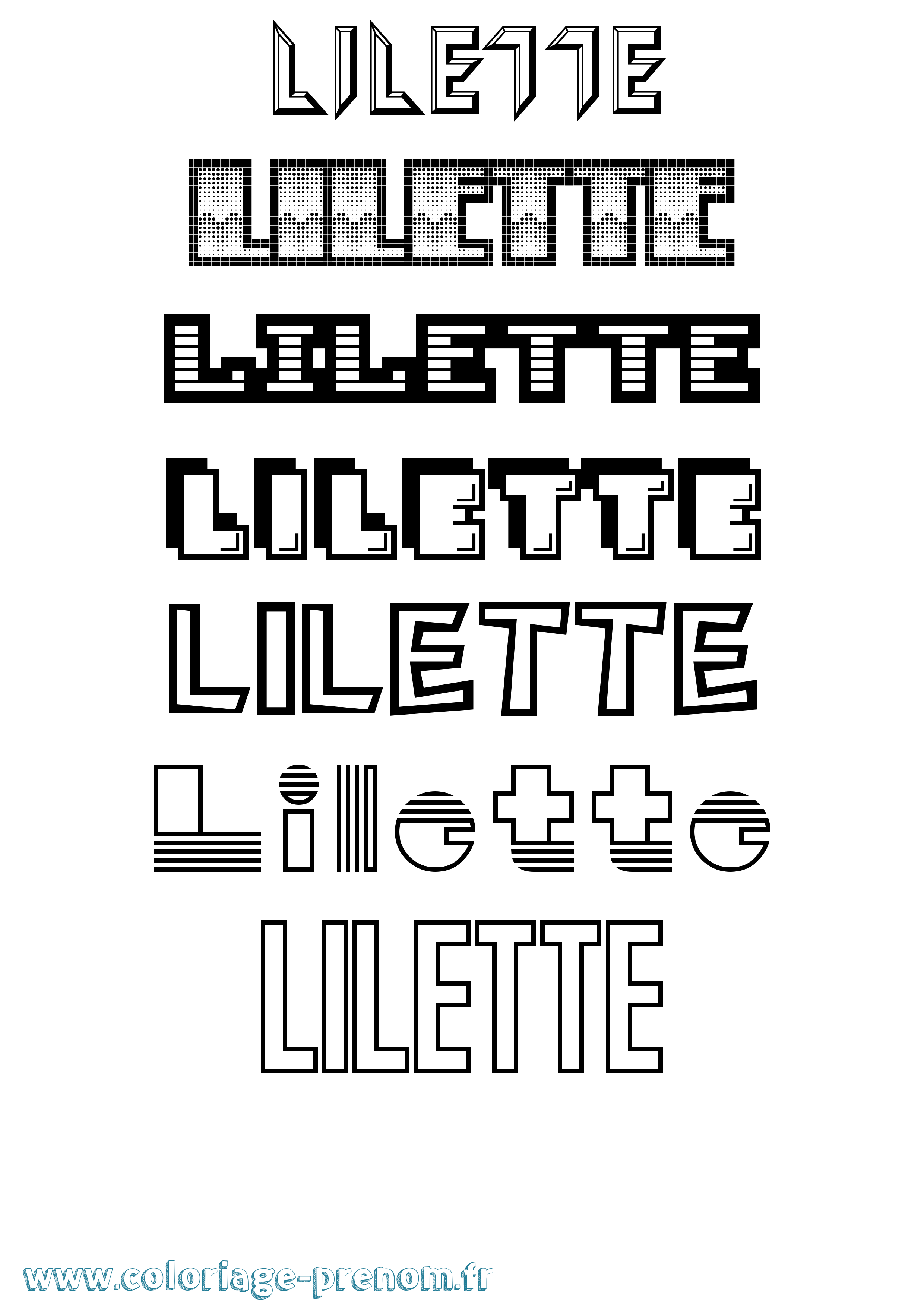Coloriage Lilette Jeux Vidéos Coloriage prénom Lilette Jeux Vidéos