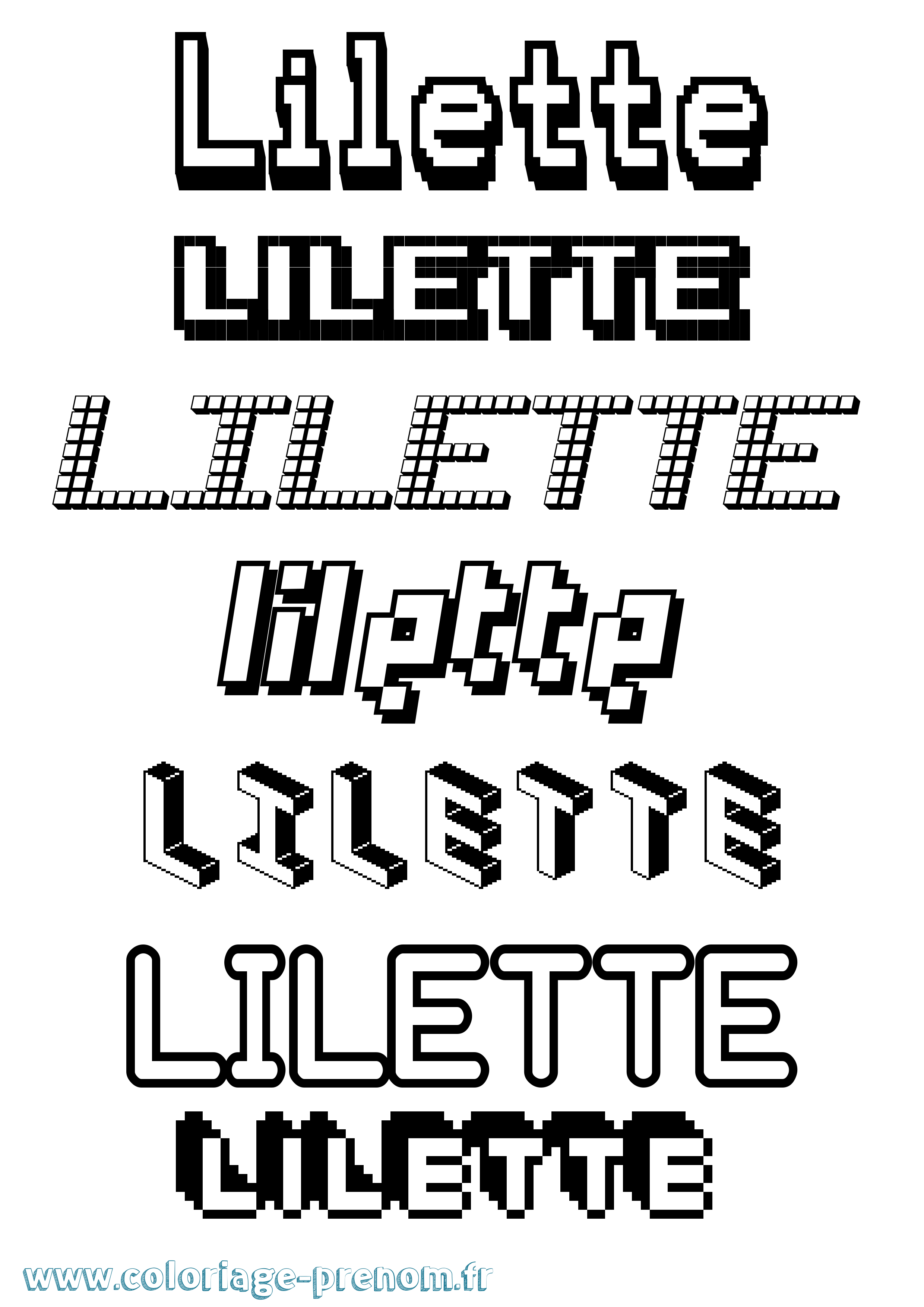 Coloriage Lilette Pixel Coloriage prénom Lilette Pixel