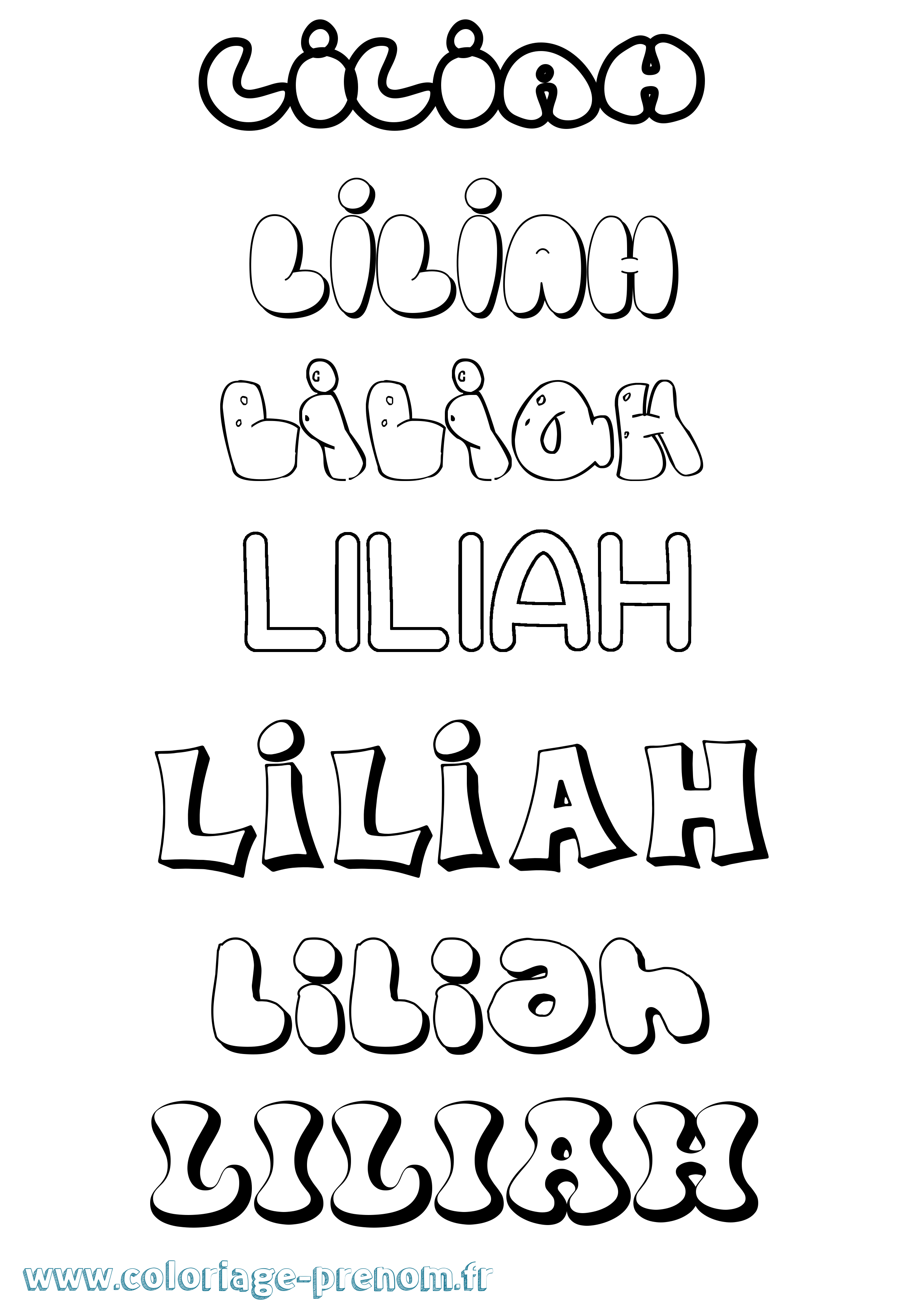 Coloriage Liliah Bubble Coloriage prénom Liliah Bubble
