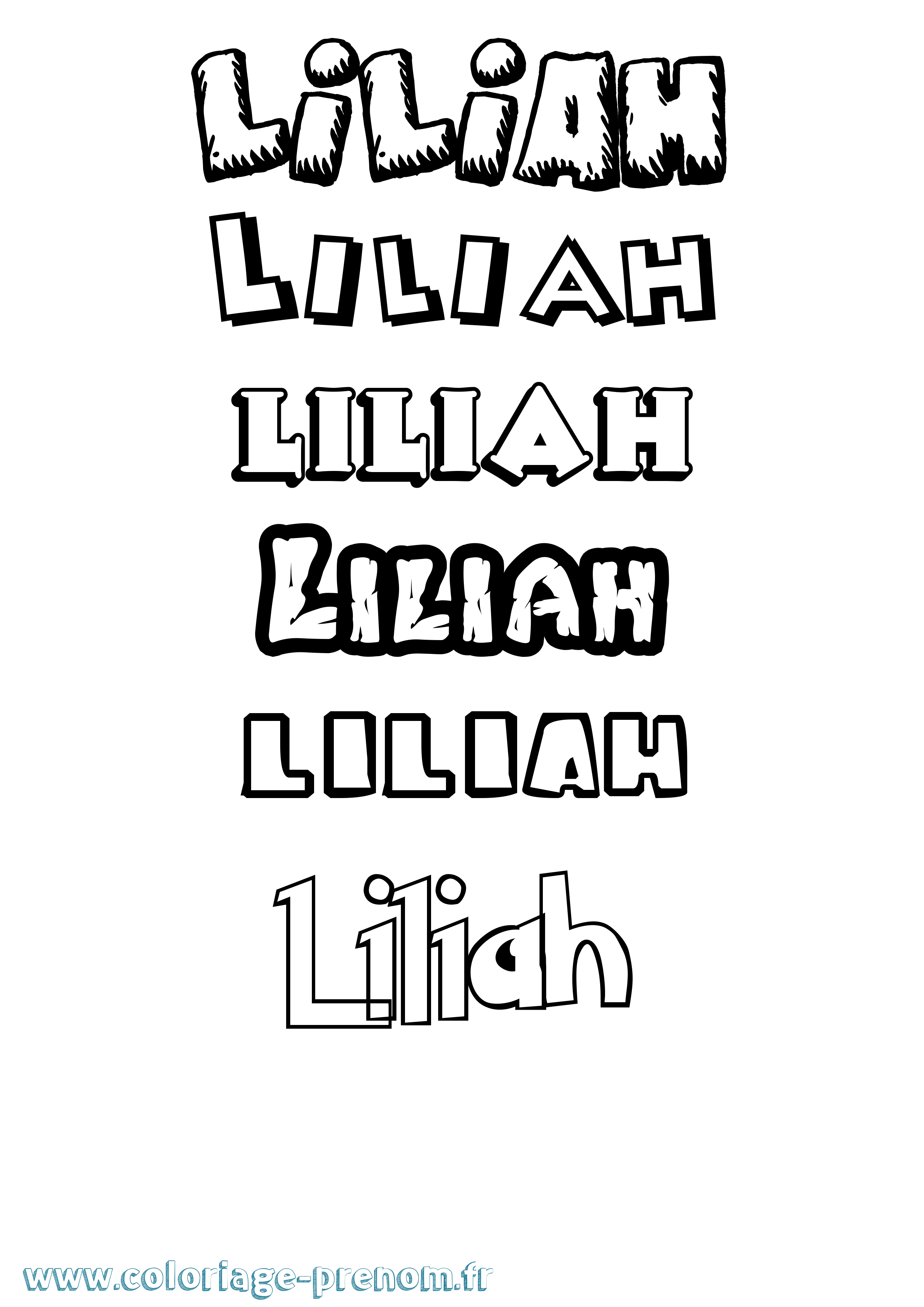 Coloriage Liliah Dessin Animé Coloriage prénom Liliah Dessin Animé