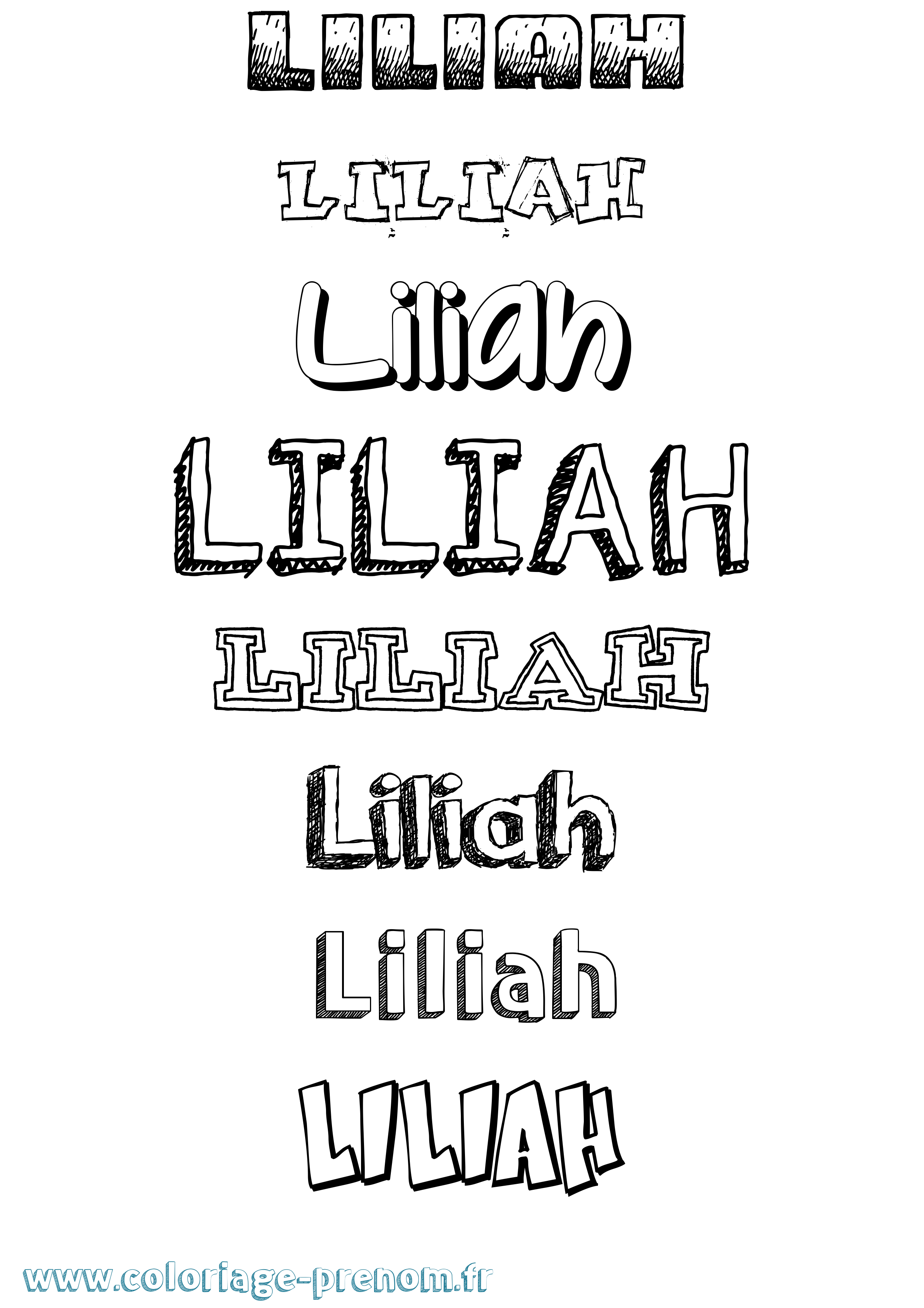 Coloriage Liliah Dessiné Coloriage prénom Liliah Dessiné