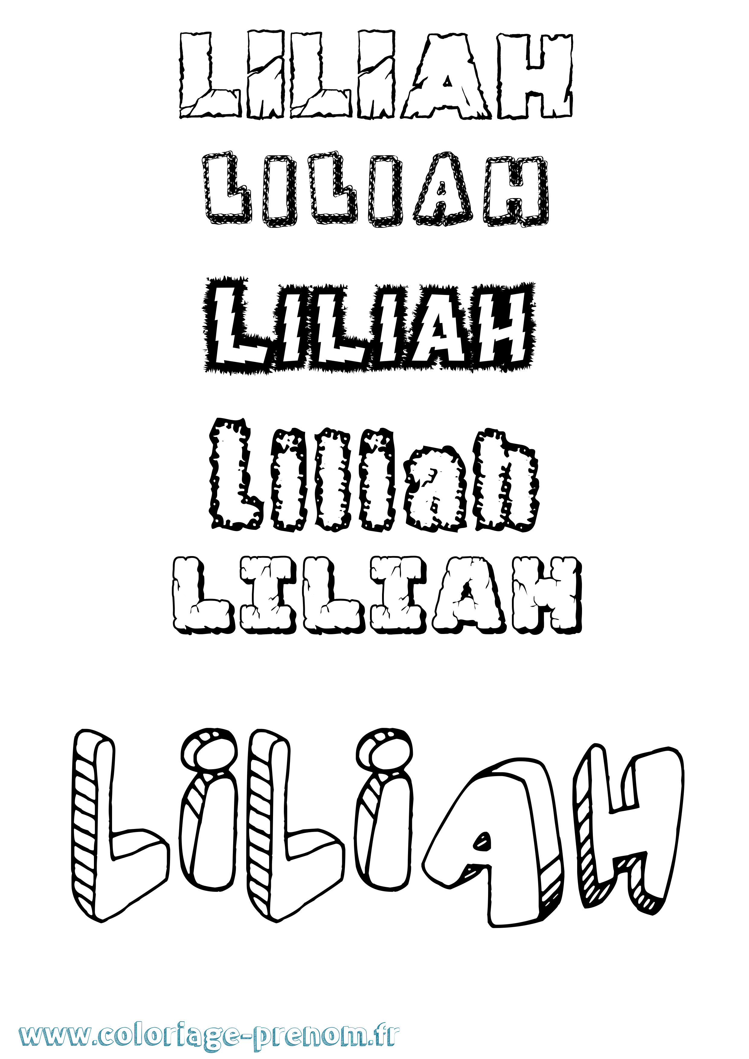 Coloriage Liliah Destructuré Coloriage prénom Liliah Destructuré