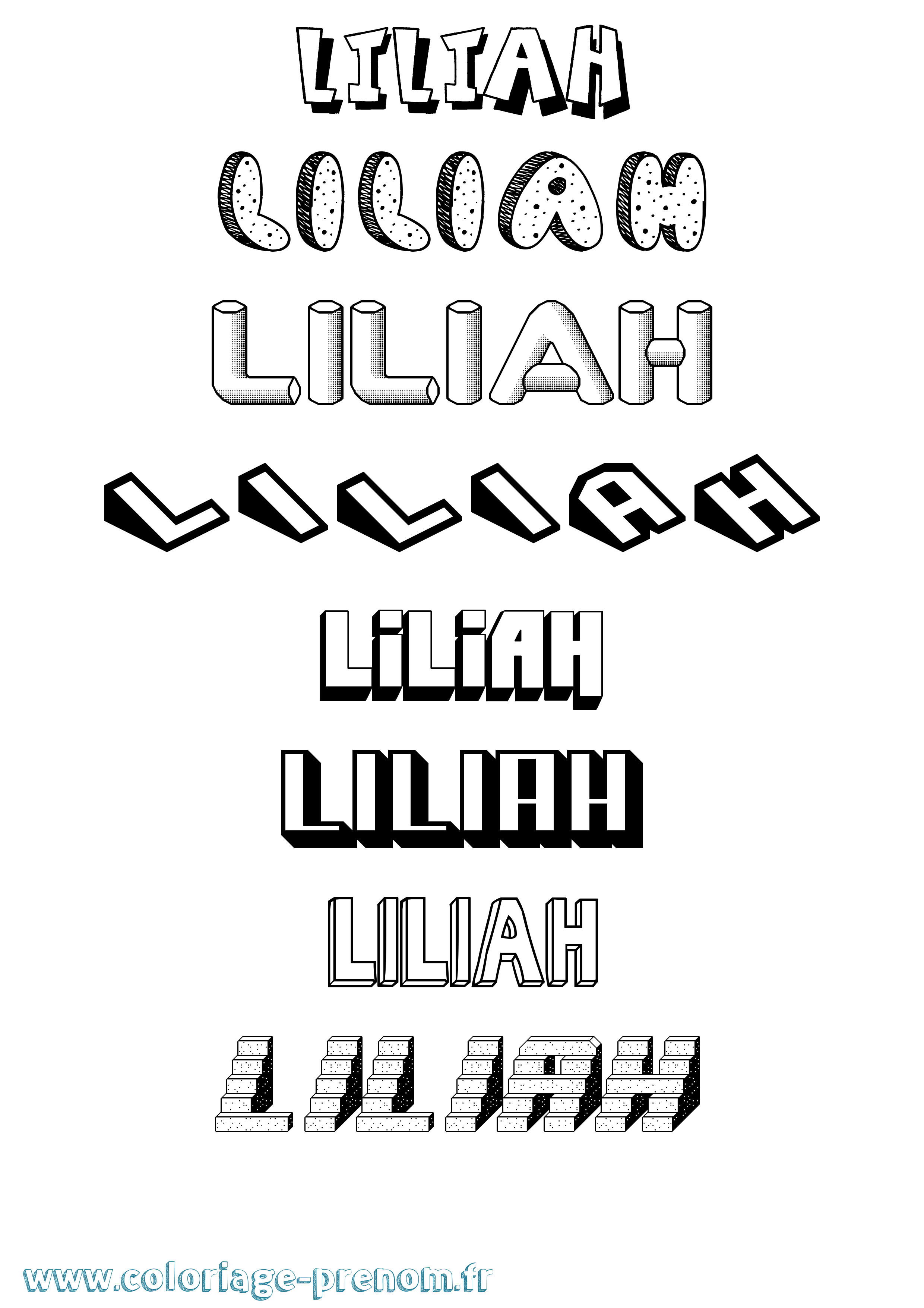 Coloriage Liliah Effet 3D Coloriage prénom Liliah Effet 3D