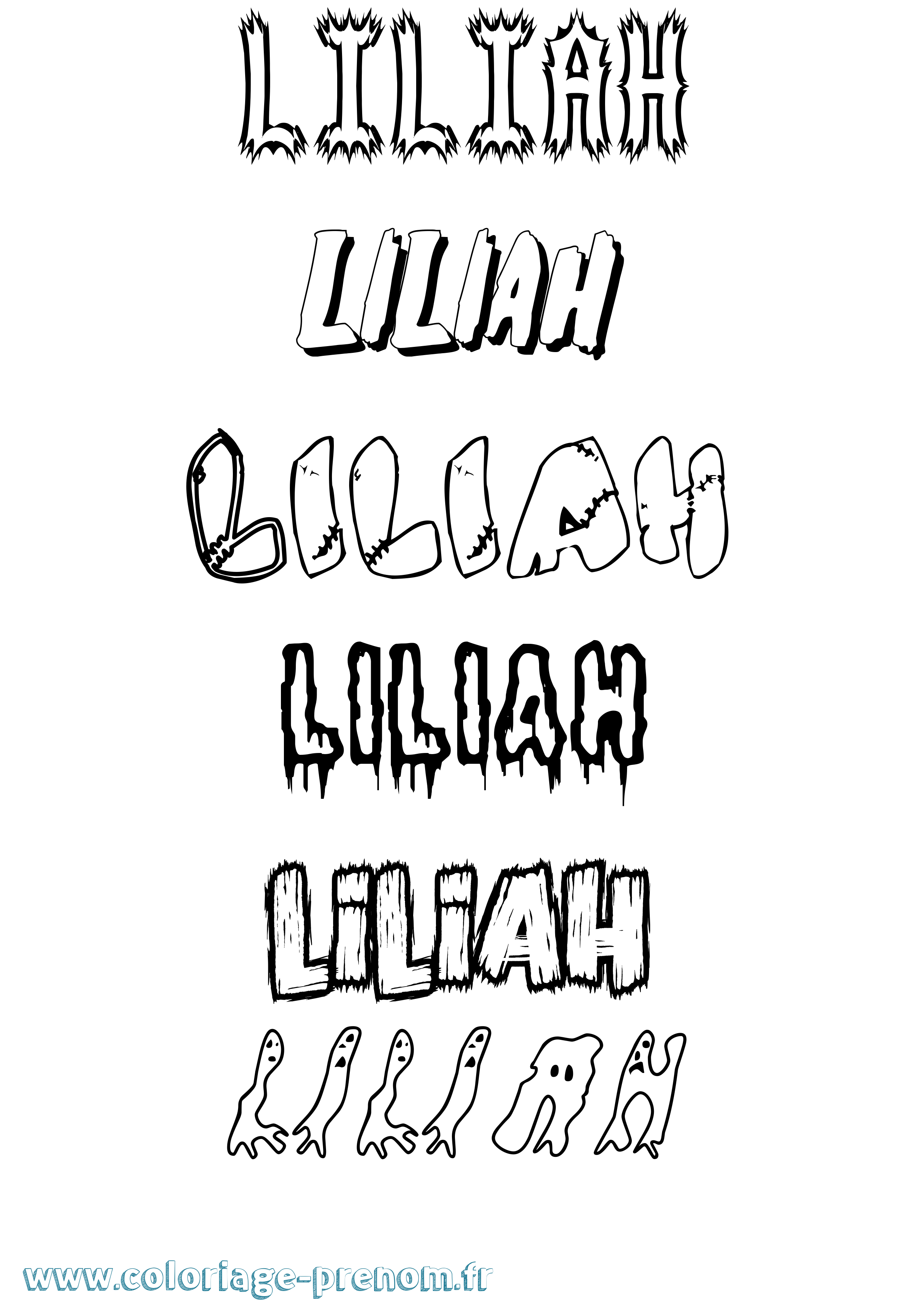 Coloriage Liliah Frisson Coloriage prénom Liliah Frisson