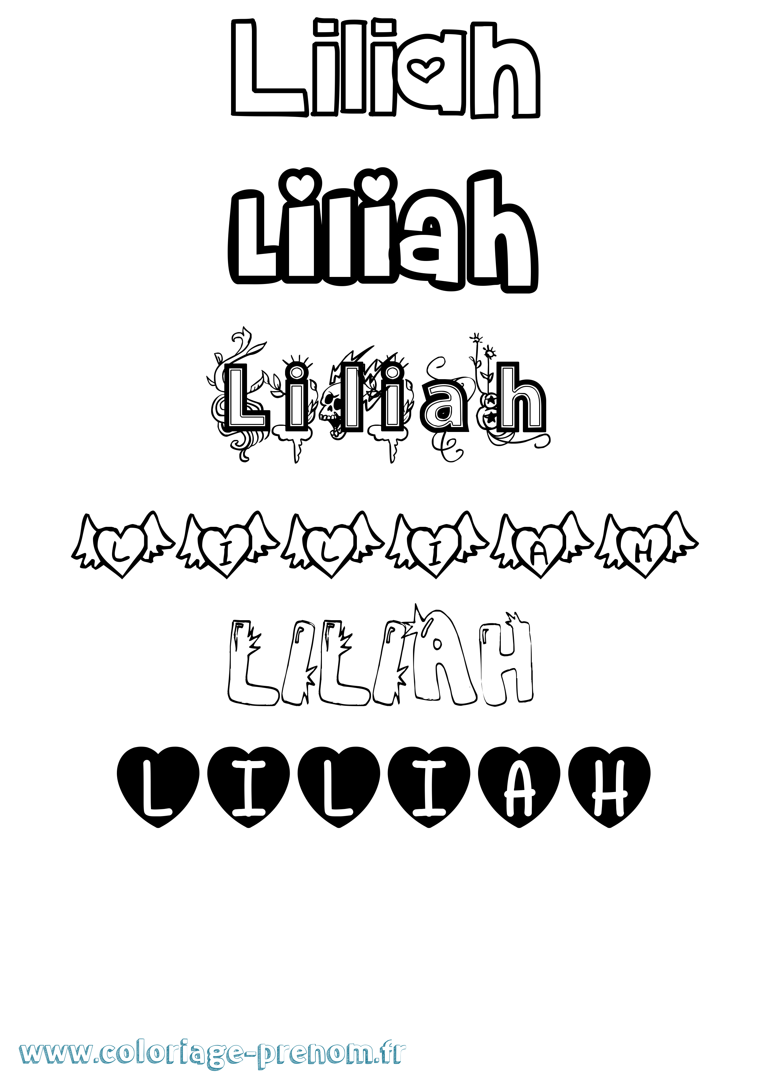 Coloriage Liliah Girly Coloriage prénom Liliah Girly
