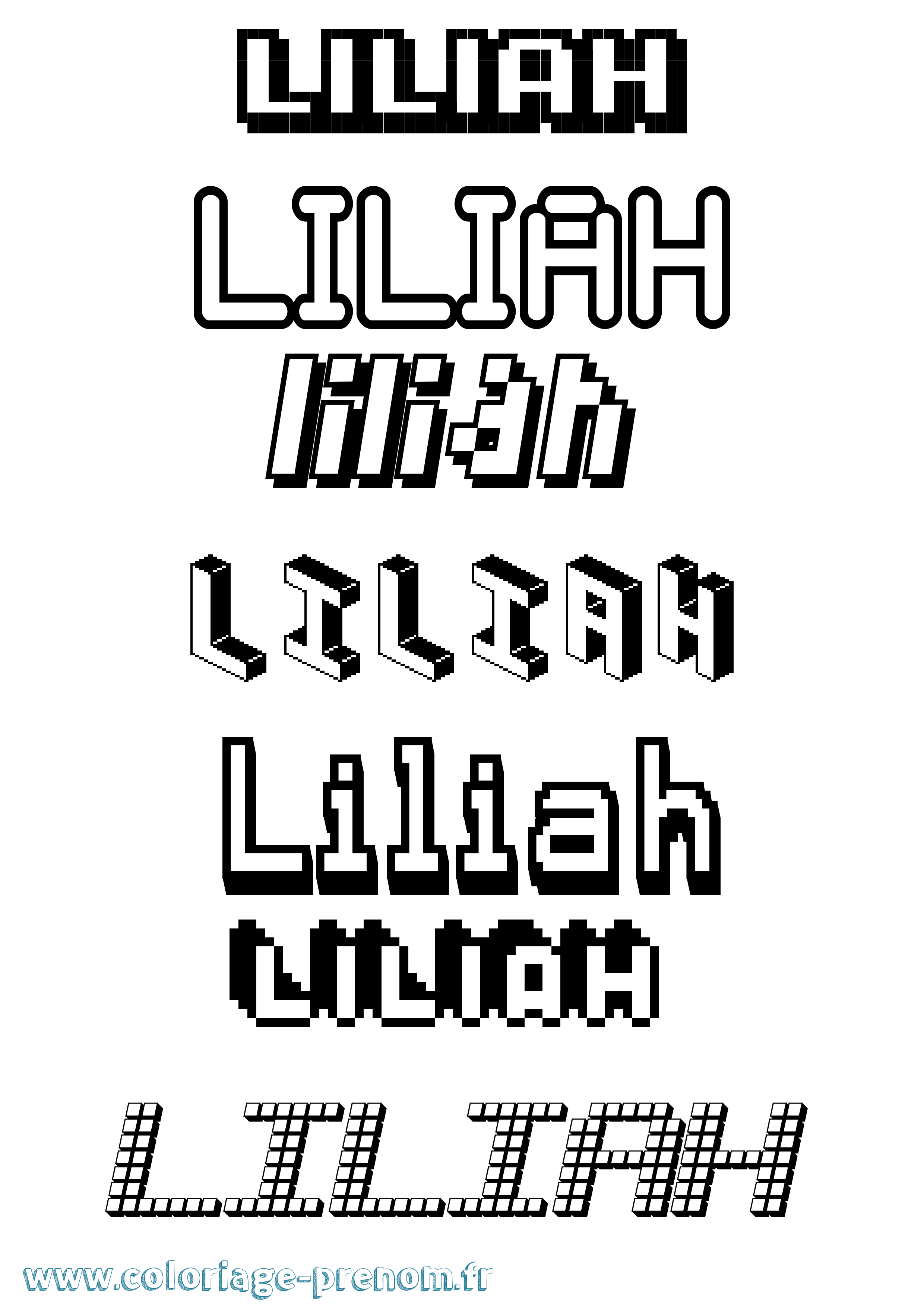 Coloriage Liliah Pixel Coloriage prénom Liliah Pixel