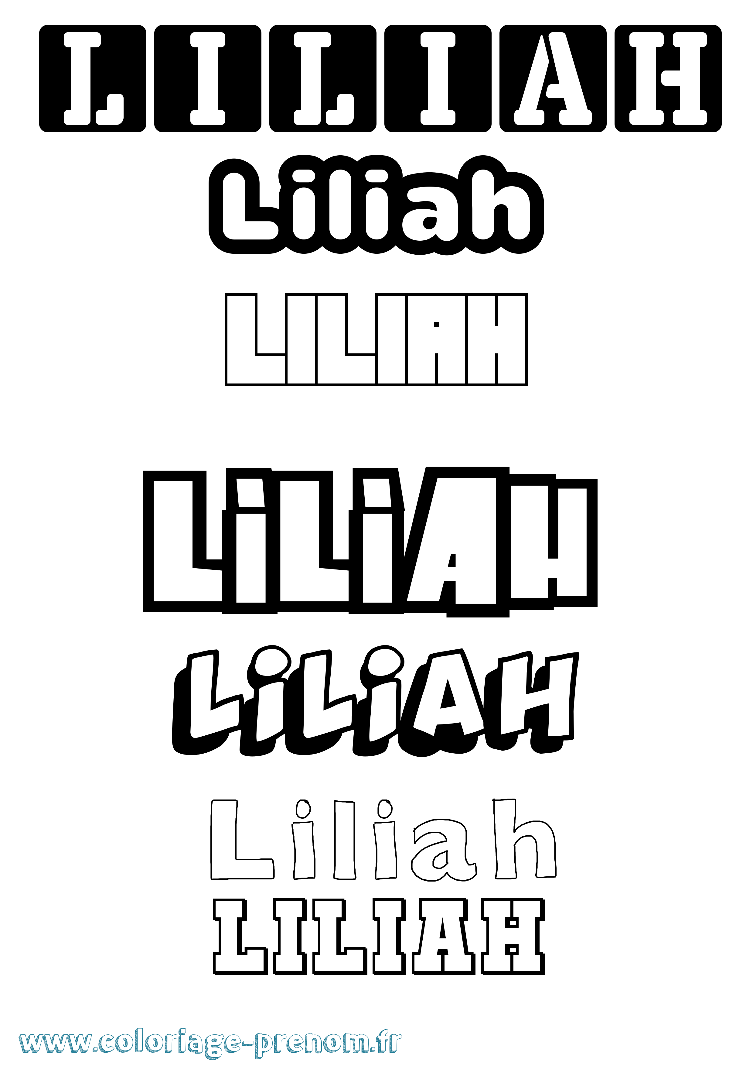 Coloriage Liliah Simple Coloriage prénom Liliah Simple