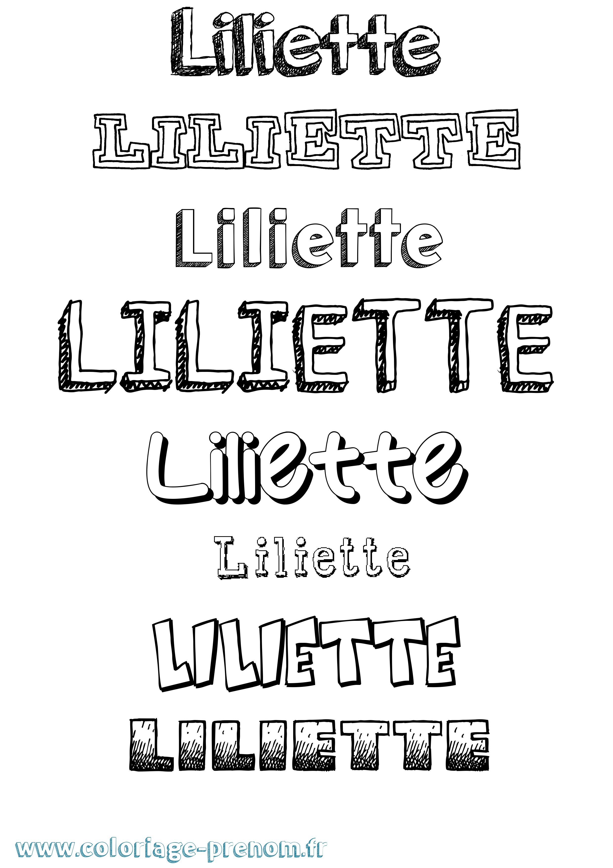 Coloriage Liliette Dessiné Coloriage prénom Liliette Dessiné