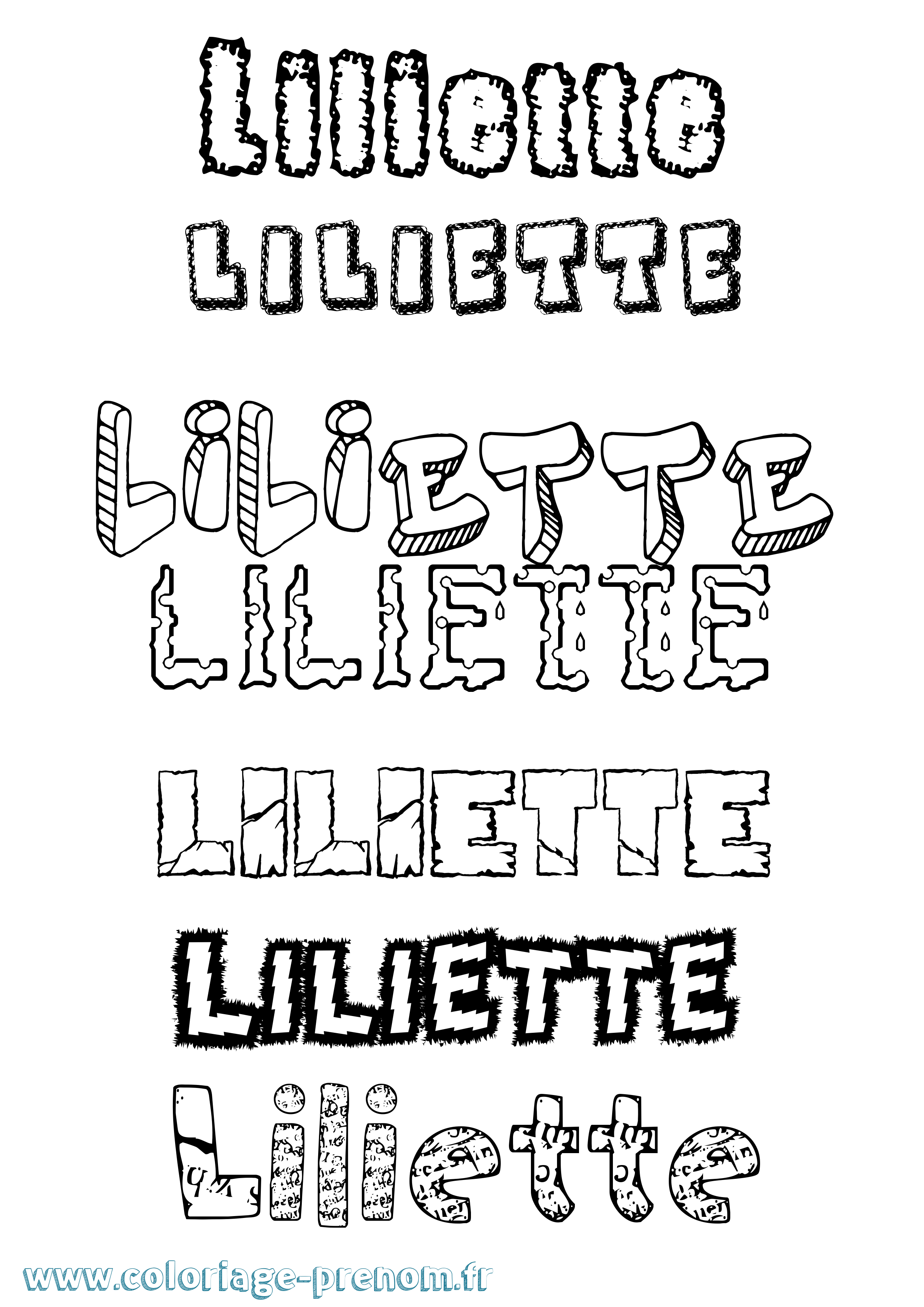 Coloriage Liliette Destructuré Coloriage prénom Liliette Destructuré