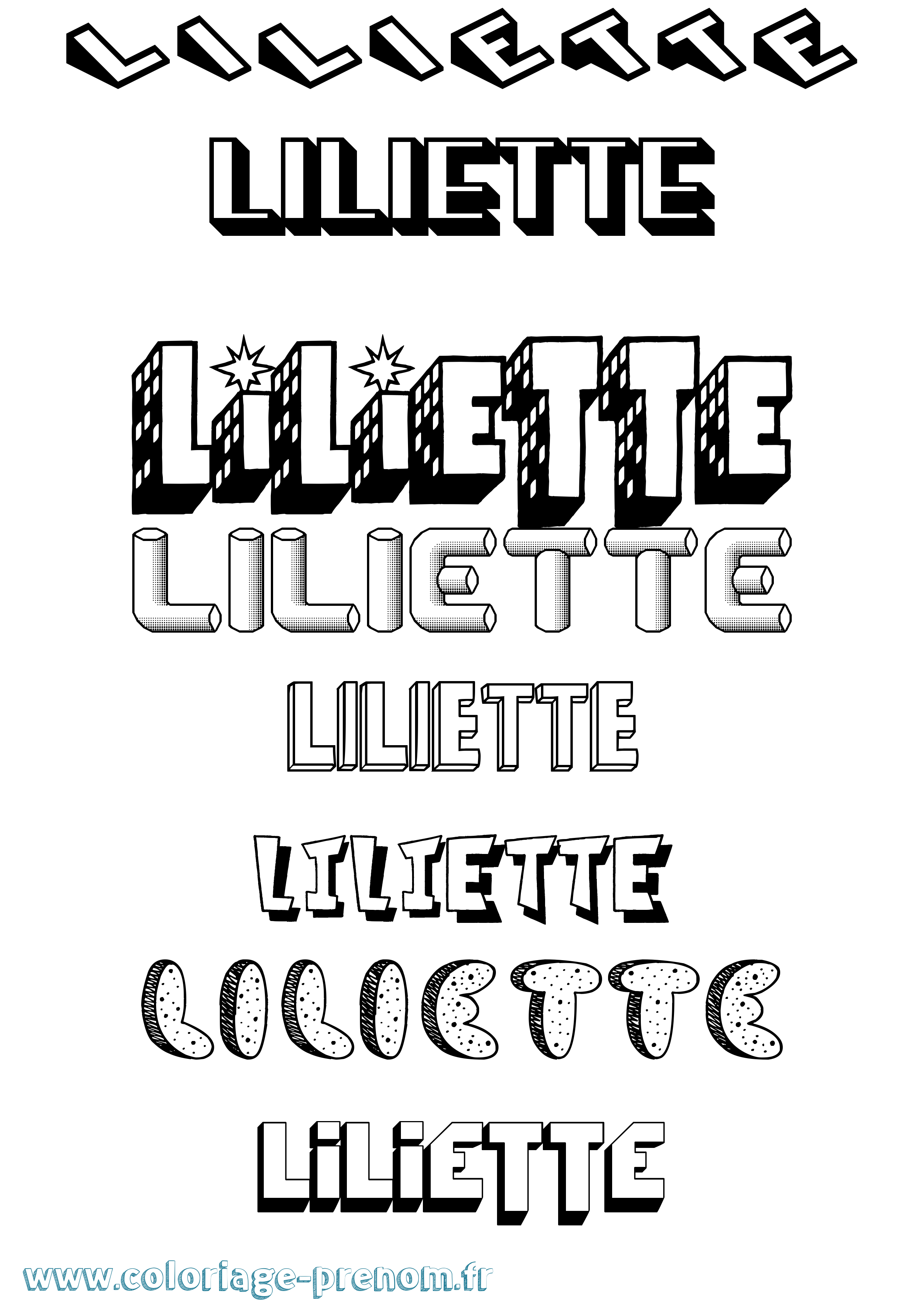 Coloriage Liliette Effet 3D Coloriage prénom Liliette Effet 3D