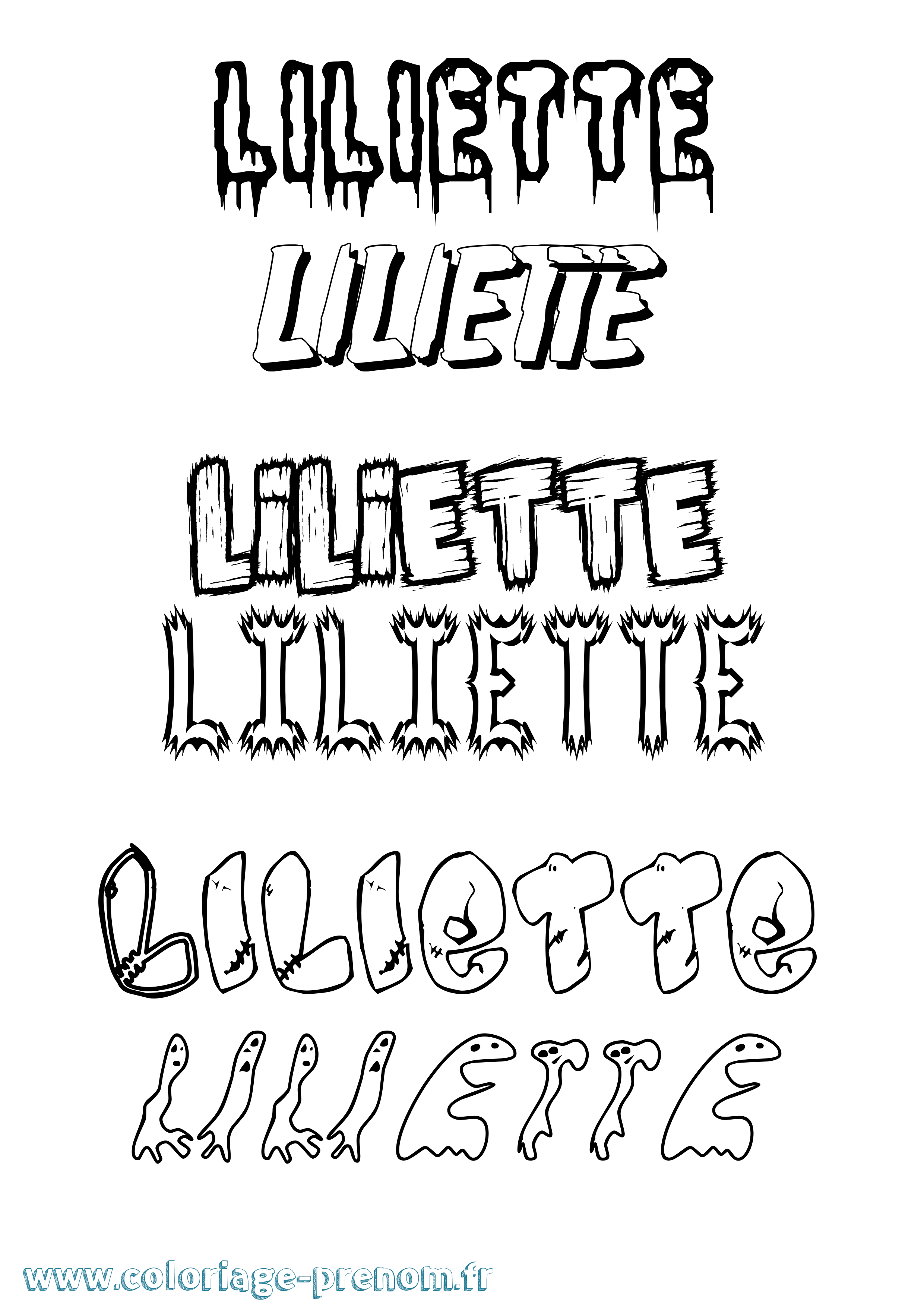 Coloriage Liliette Frisson Coloriage prénom Liliette Frisson