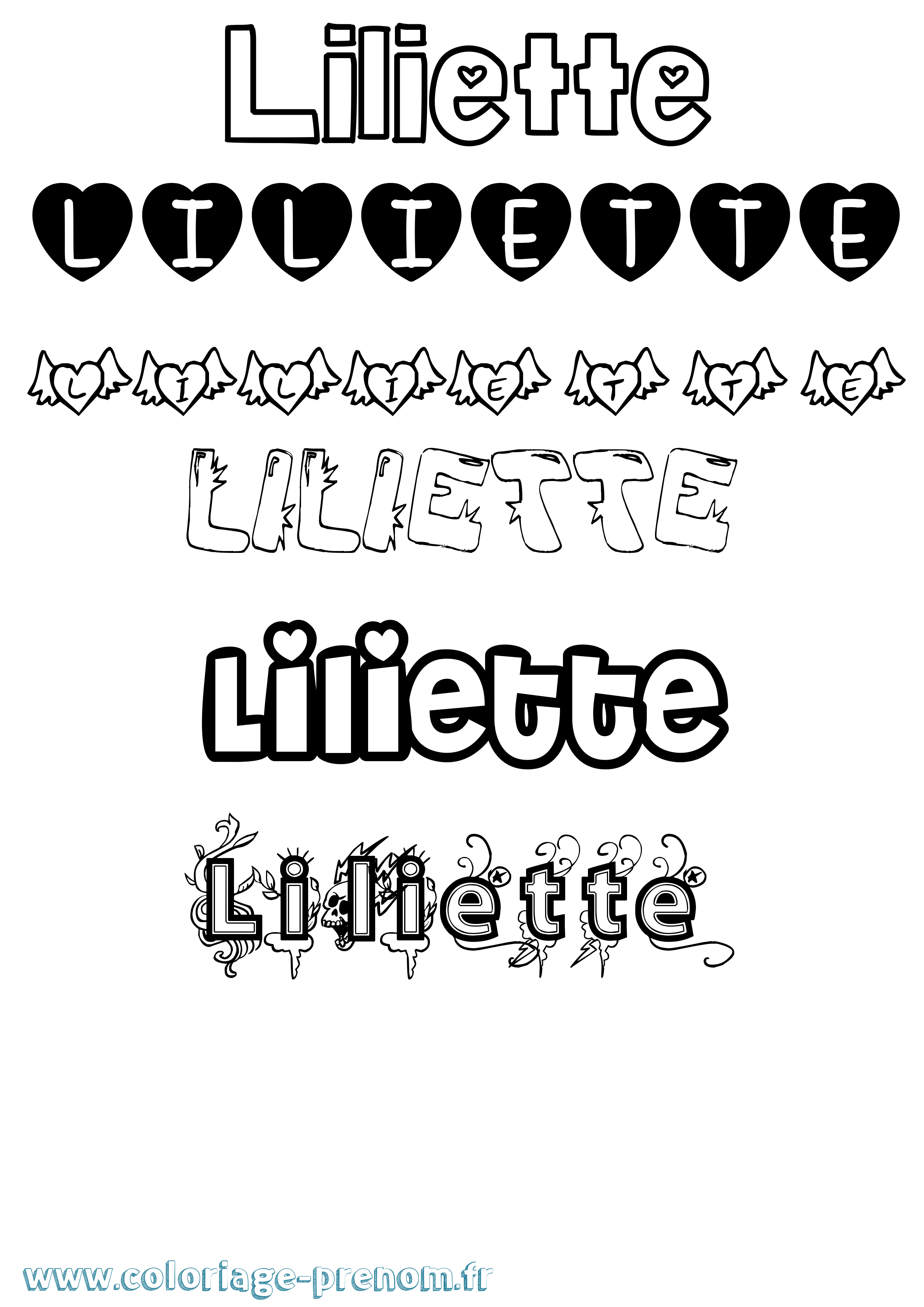 Coloriage Liliette Girly Coloriage prénom Liliette Girly