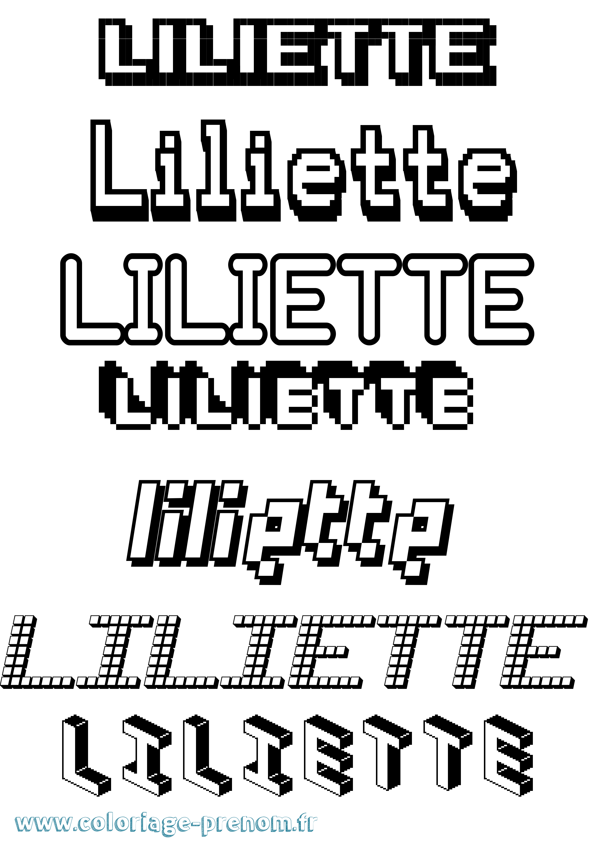 Coloriage Liliette Pixel Coloriage prénom Liliette Pixel