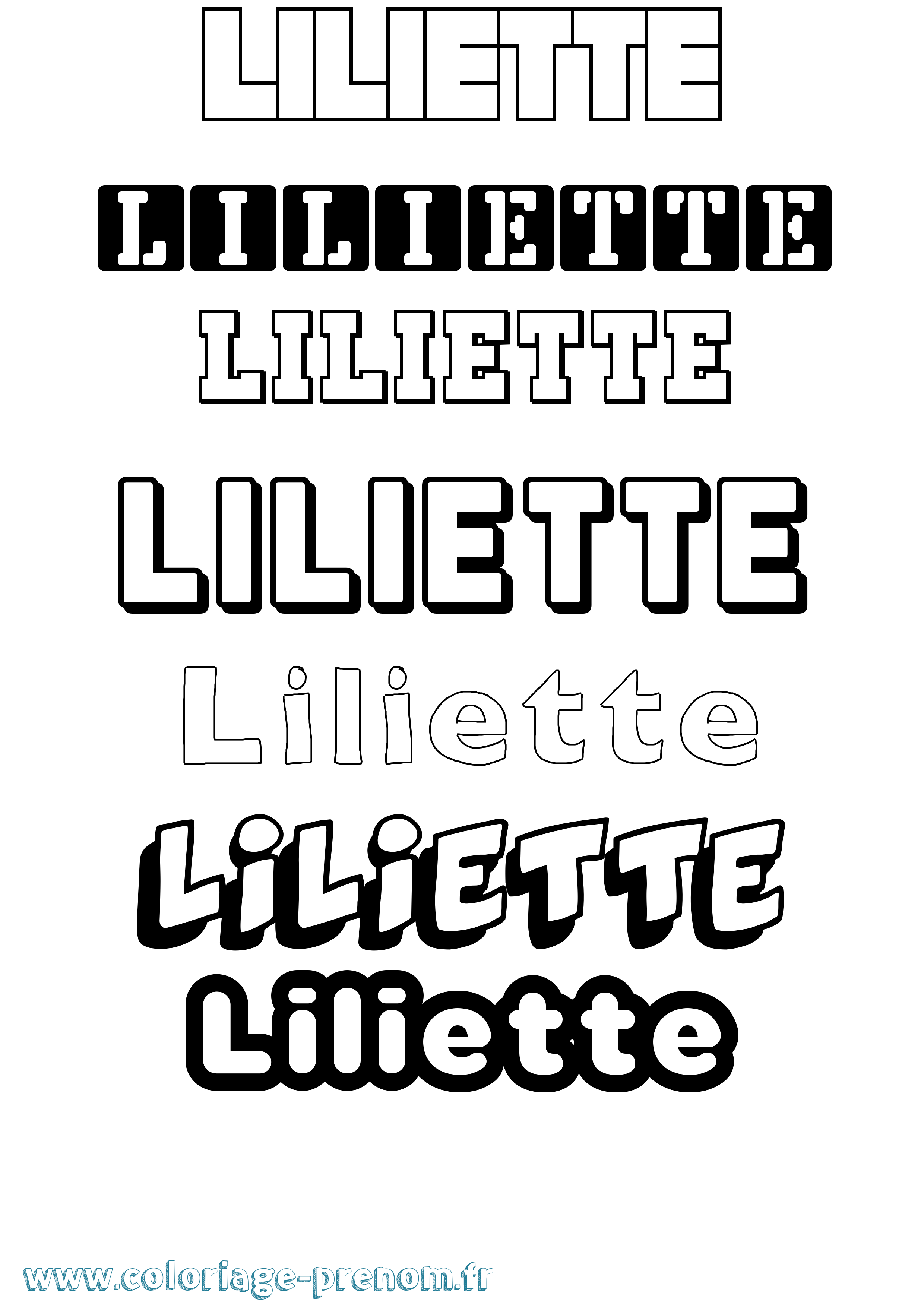 Coloriage Liliette Simple Coloriage prénom Liliette Simple