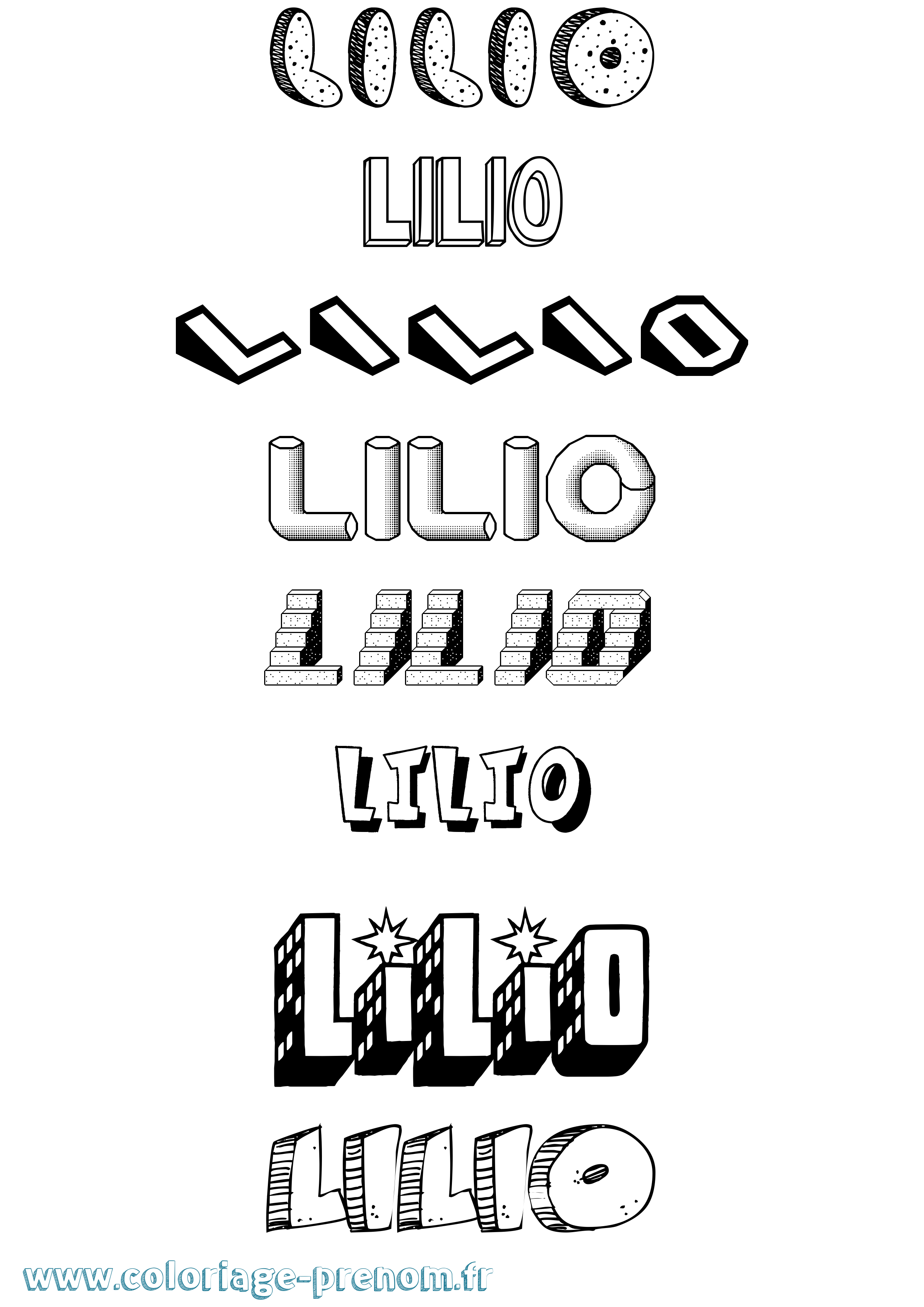 Coloriage Lilio Effet 3D Coloriage prénom Lilio Effet 3D