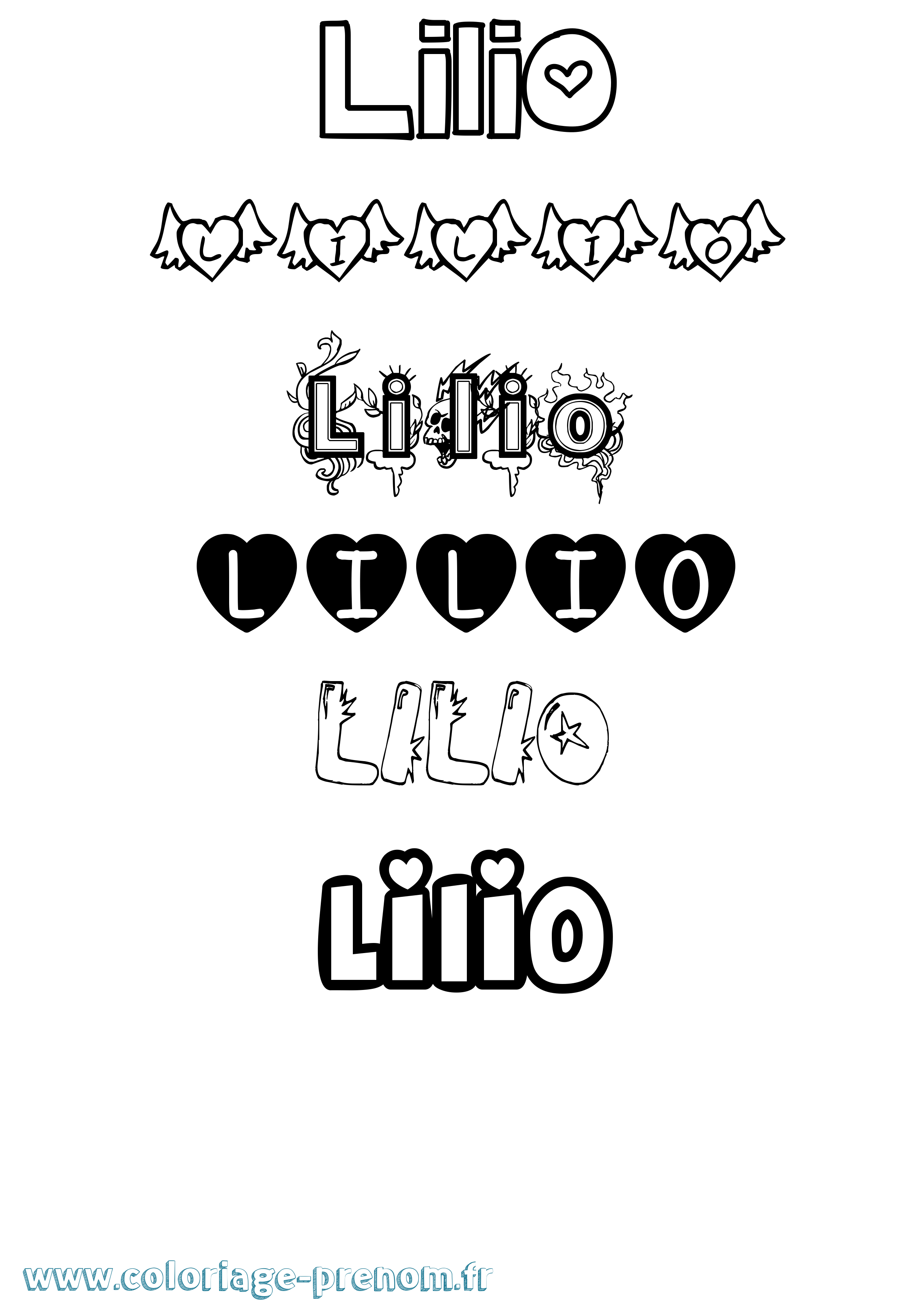 Coloriage Lilio Girly Coloriage prénom Lilio Girly