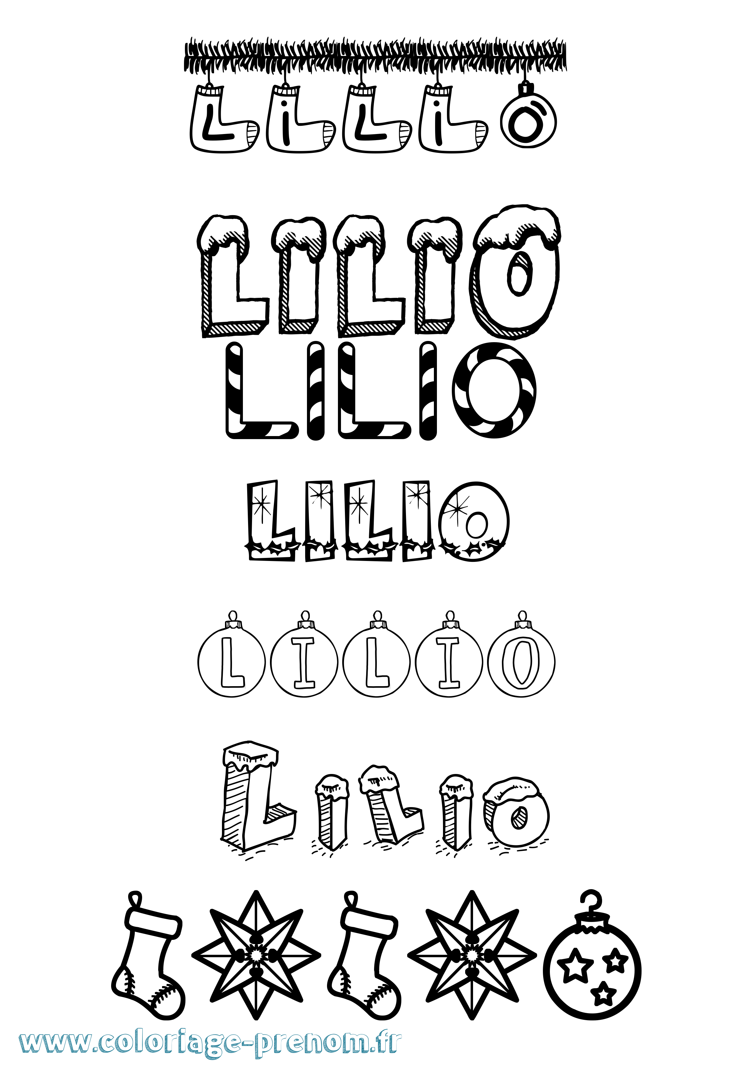 Coloriage Lilio Noël Coloriage prénom Lilio Noël