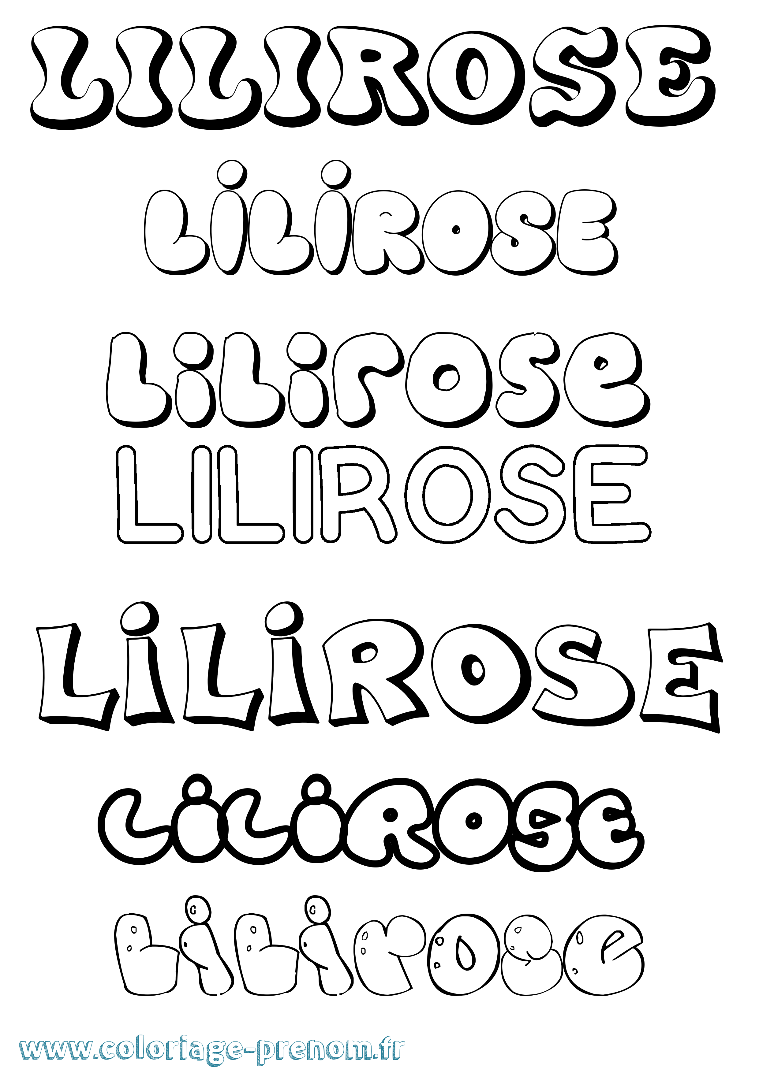 Coloriage Lilirose Bubble Coloriage prénom Lilirose Bubble