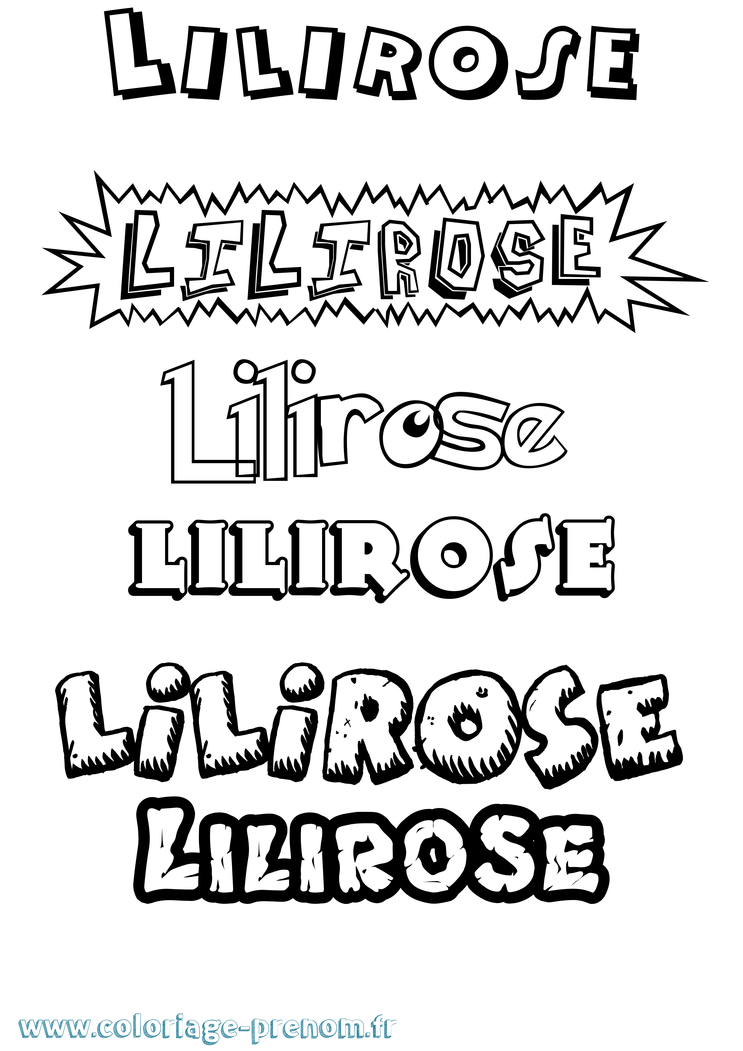 Coloriage Lilirose Dessin Animé Coloriage prénom Lilirose Dessin Animé