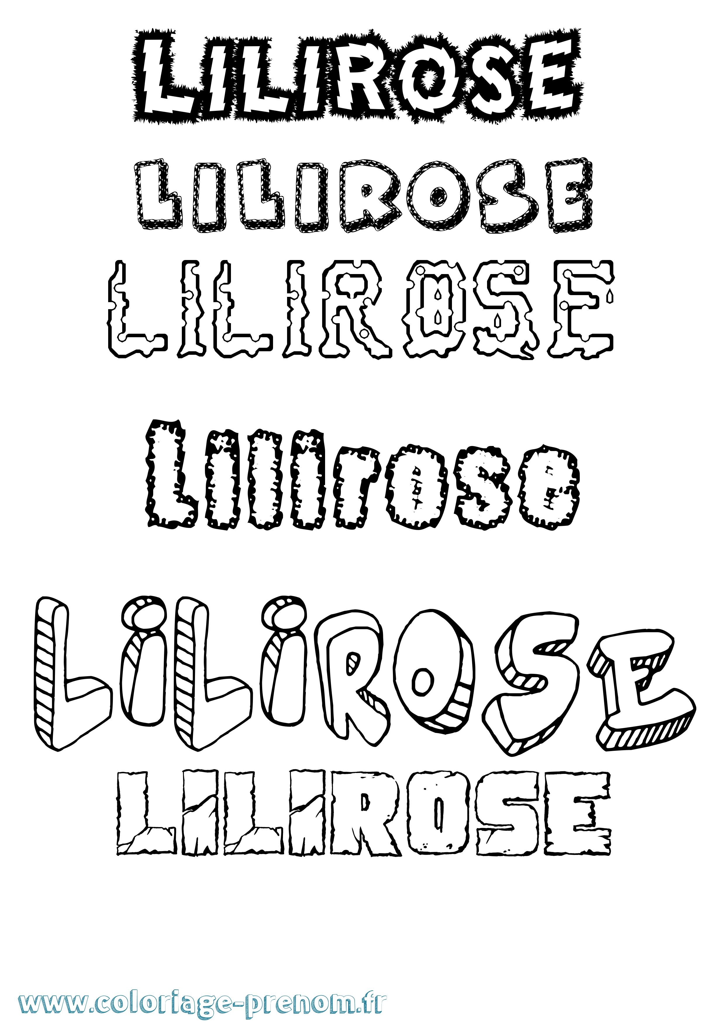 Coloriage Lilirose Destructuré Coloriage prénom Lilirose Destructuré