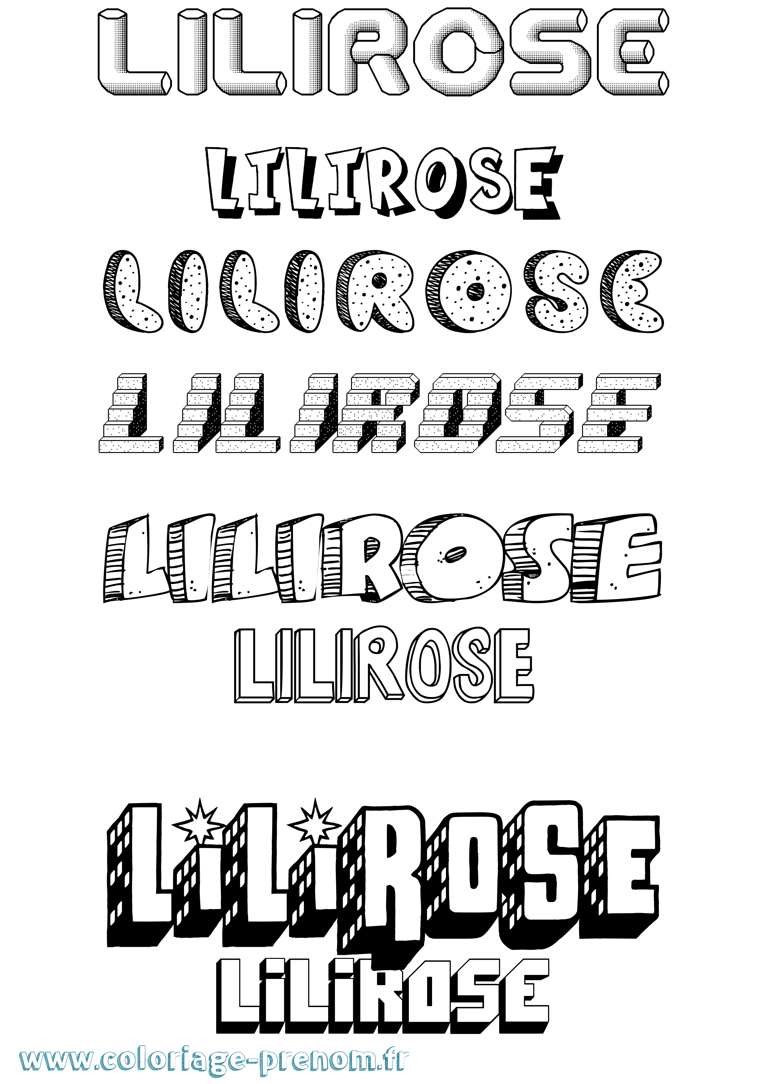 Coloriage Lilirose Effet 3D Coloriage prénom Lilirose Effet 3D