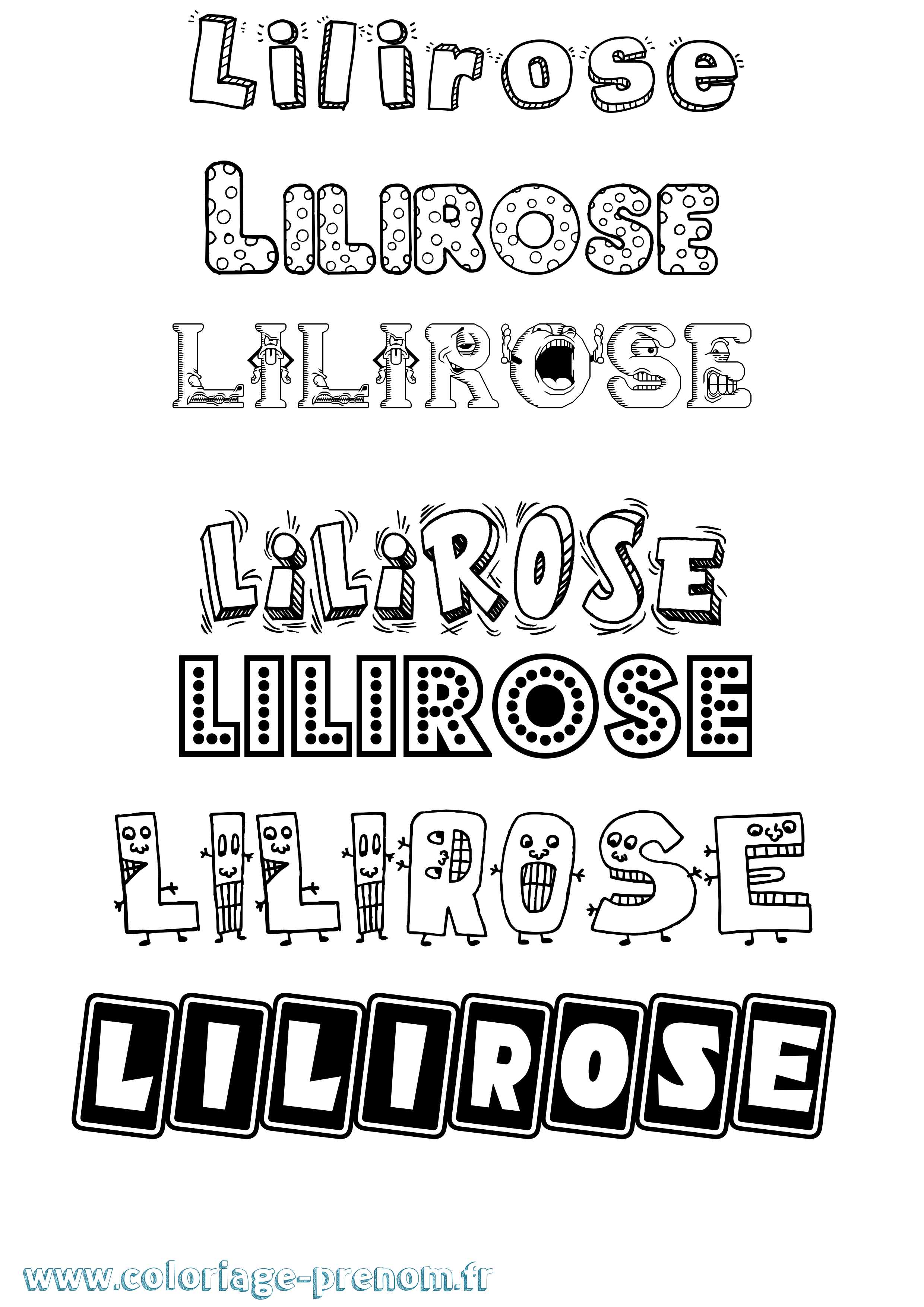 Coloriage Lilirose Fun Coloriage prénom Lilirose Fun