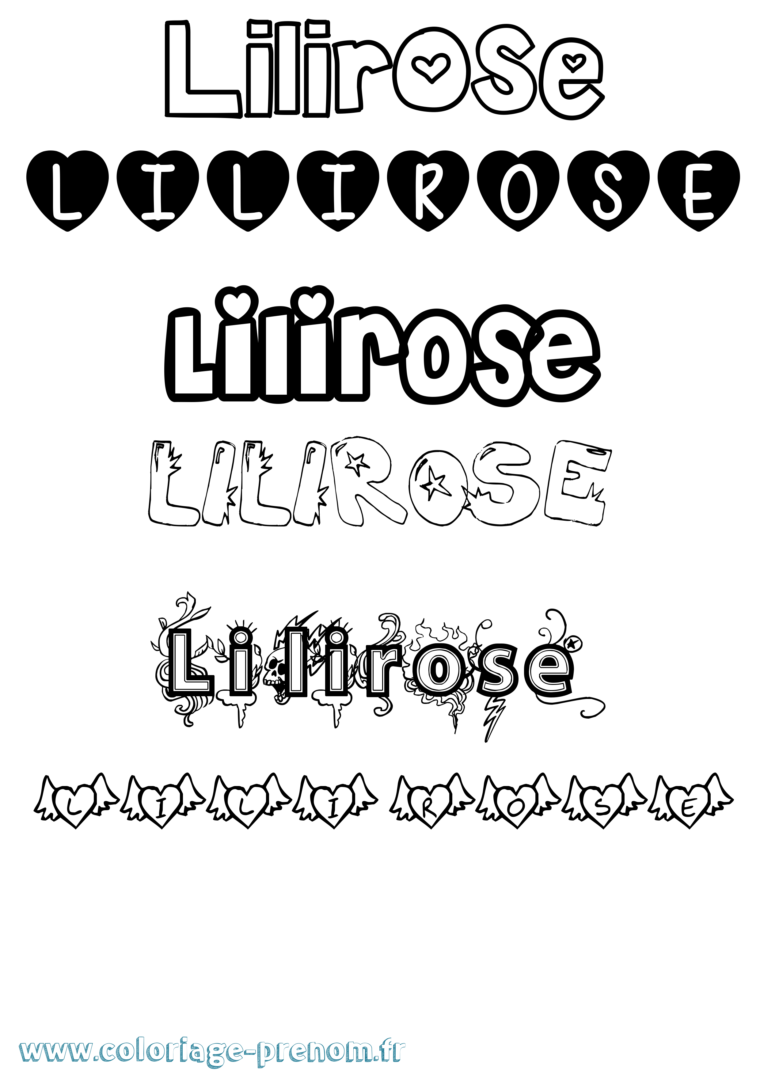 Coloriage Lilirose Girly Coloriage prénom Lilirose Girly