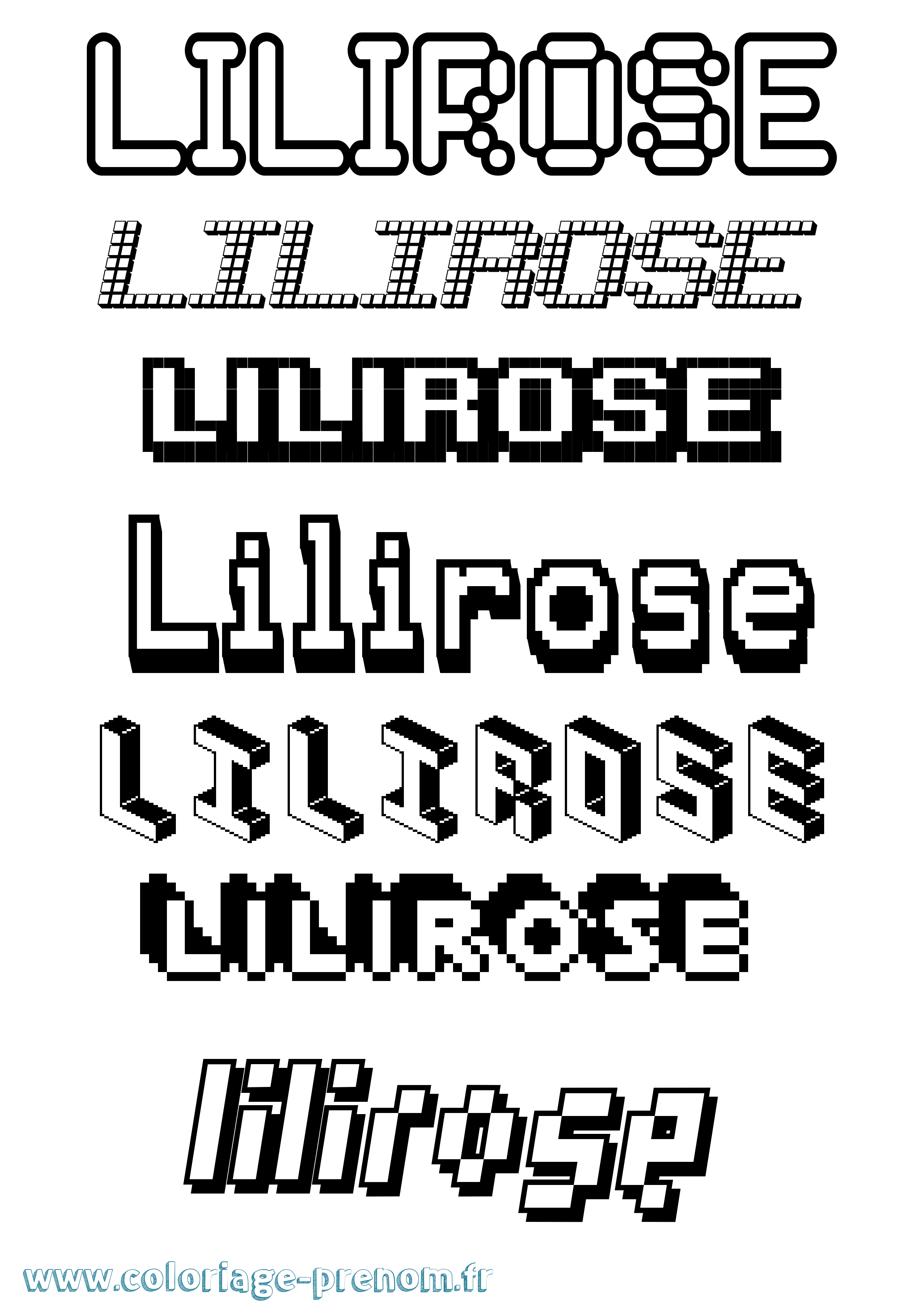 Coloriage Lilirose Pixel Coloriage prénom Lilirose Pixel