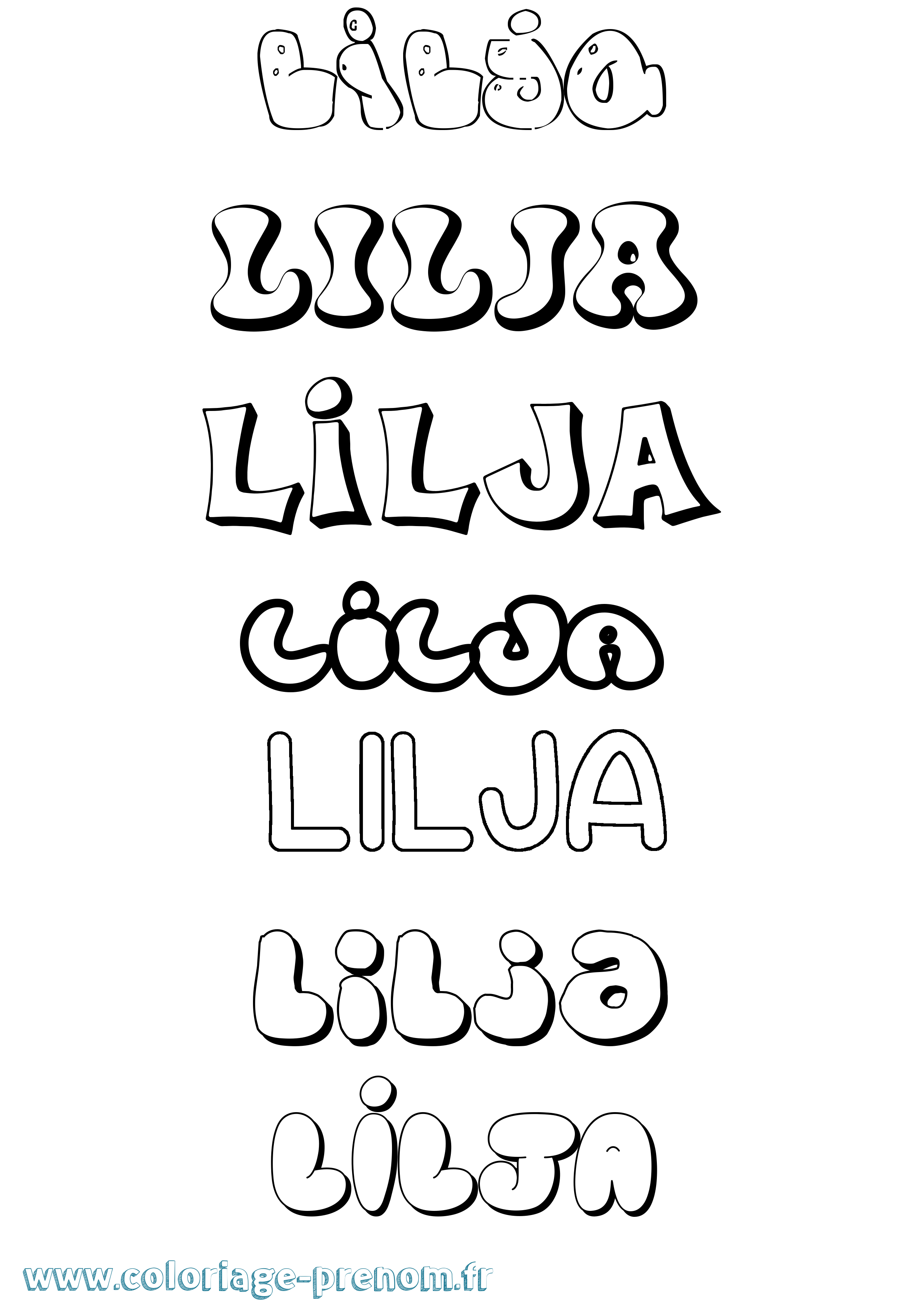 Coloriage Lilja Bubble Coloriage prénom Lilja Bubble