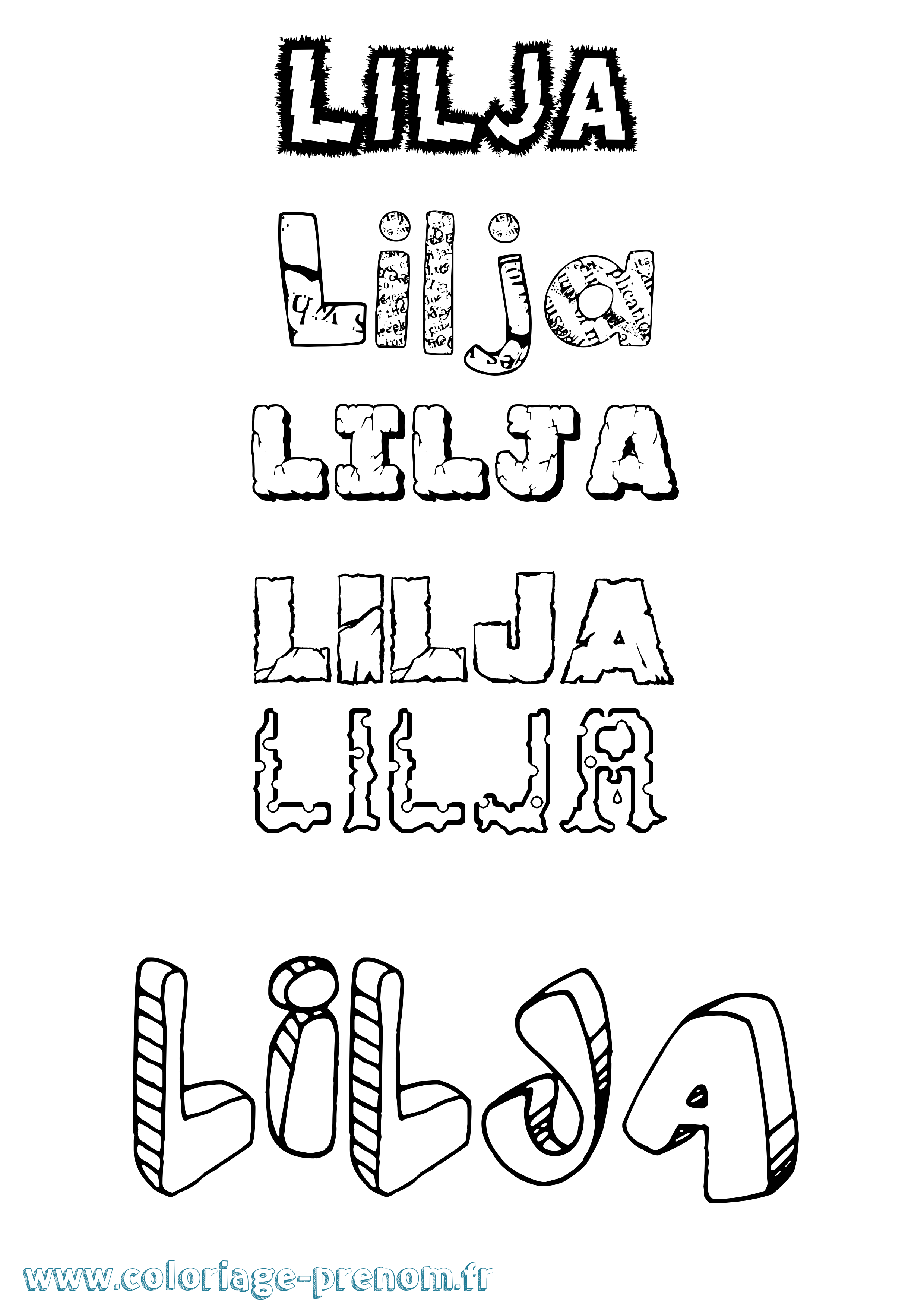 Coloriage Lilja Destructuré Coloriage prénom Lilja Destructuré