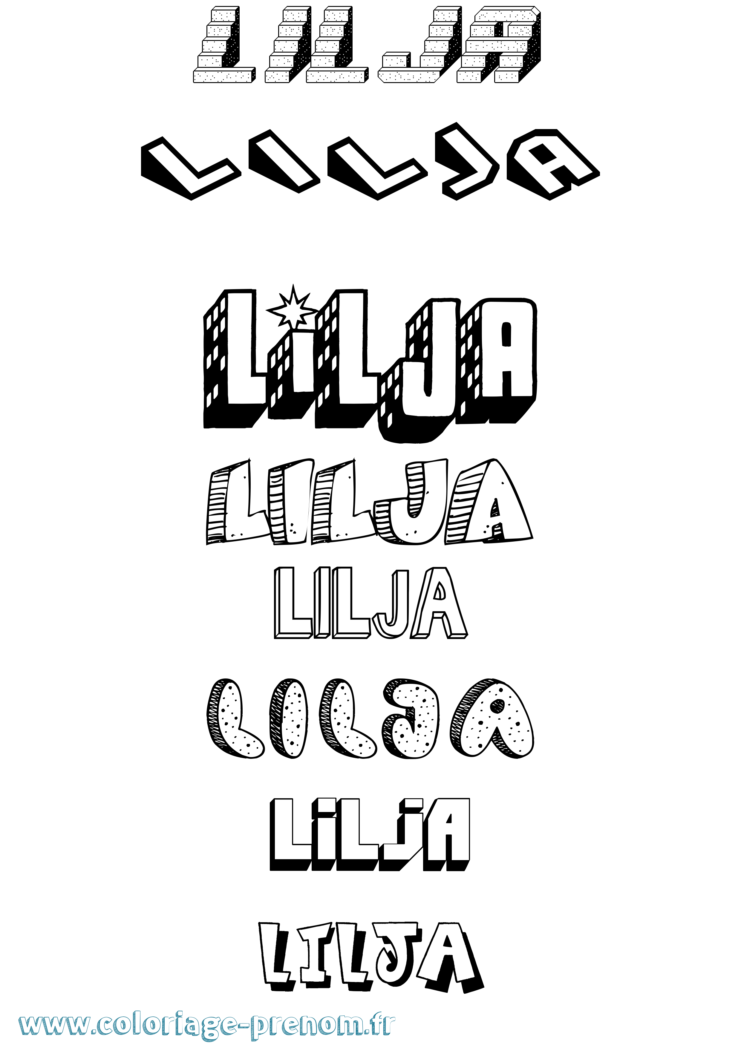 Coloriage Lilja Effet 3D Coloriage prénom Lilja Effet 3D
