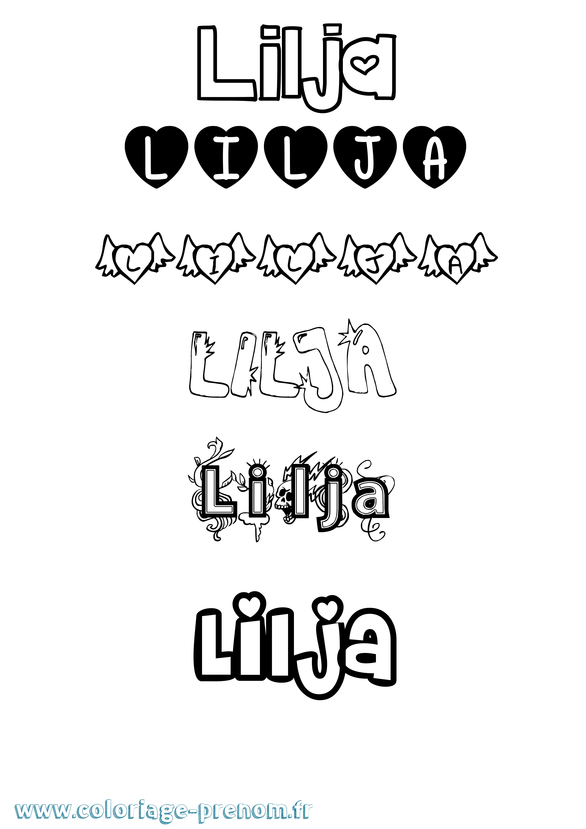 Coloriage Lilja Girly Coloriage prénom Lilja Girly