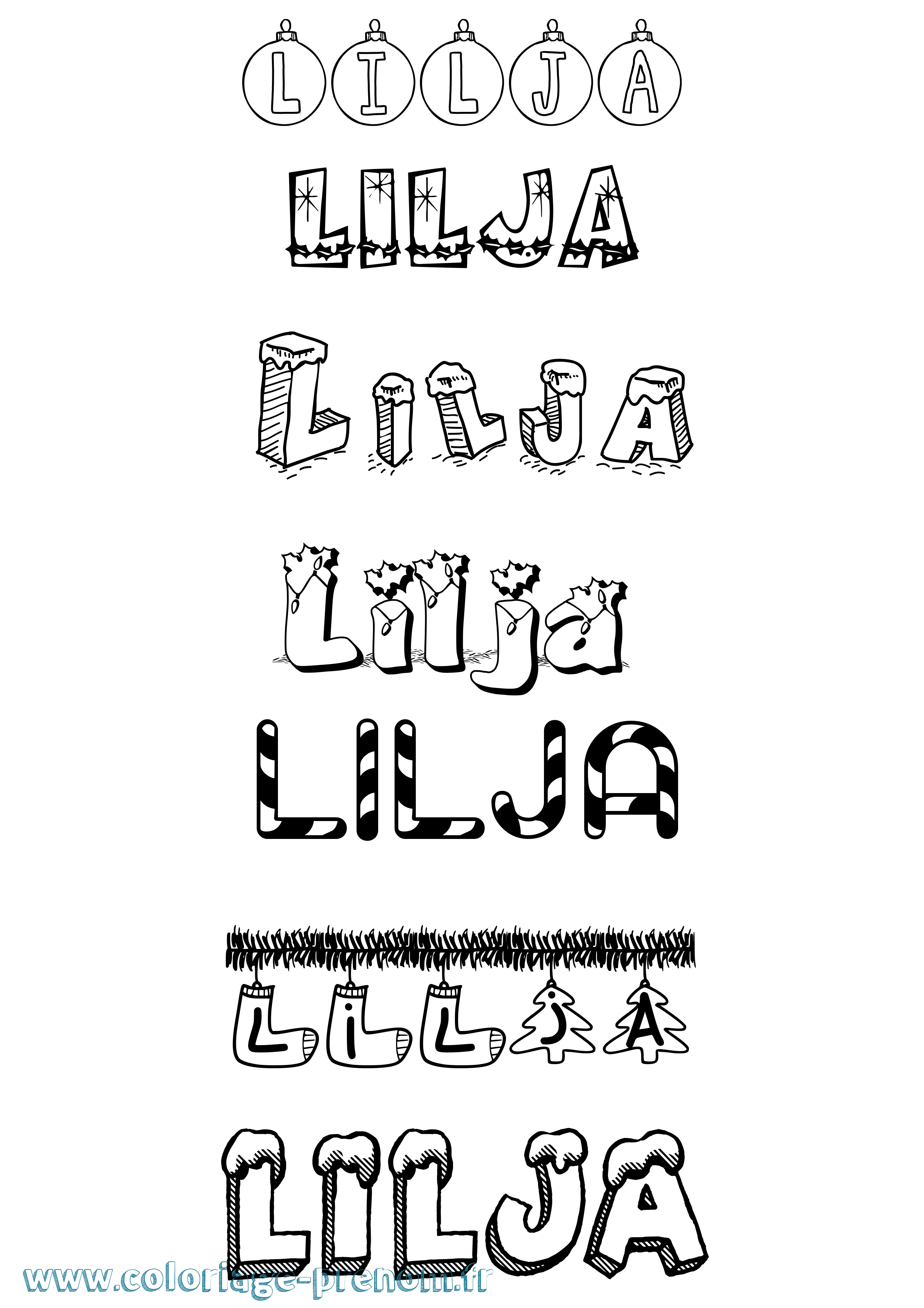Coloriage Lilja Noël Coloriage prénom Lilja Noël