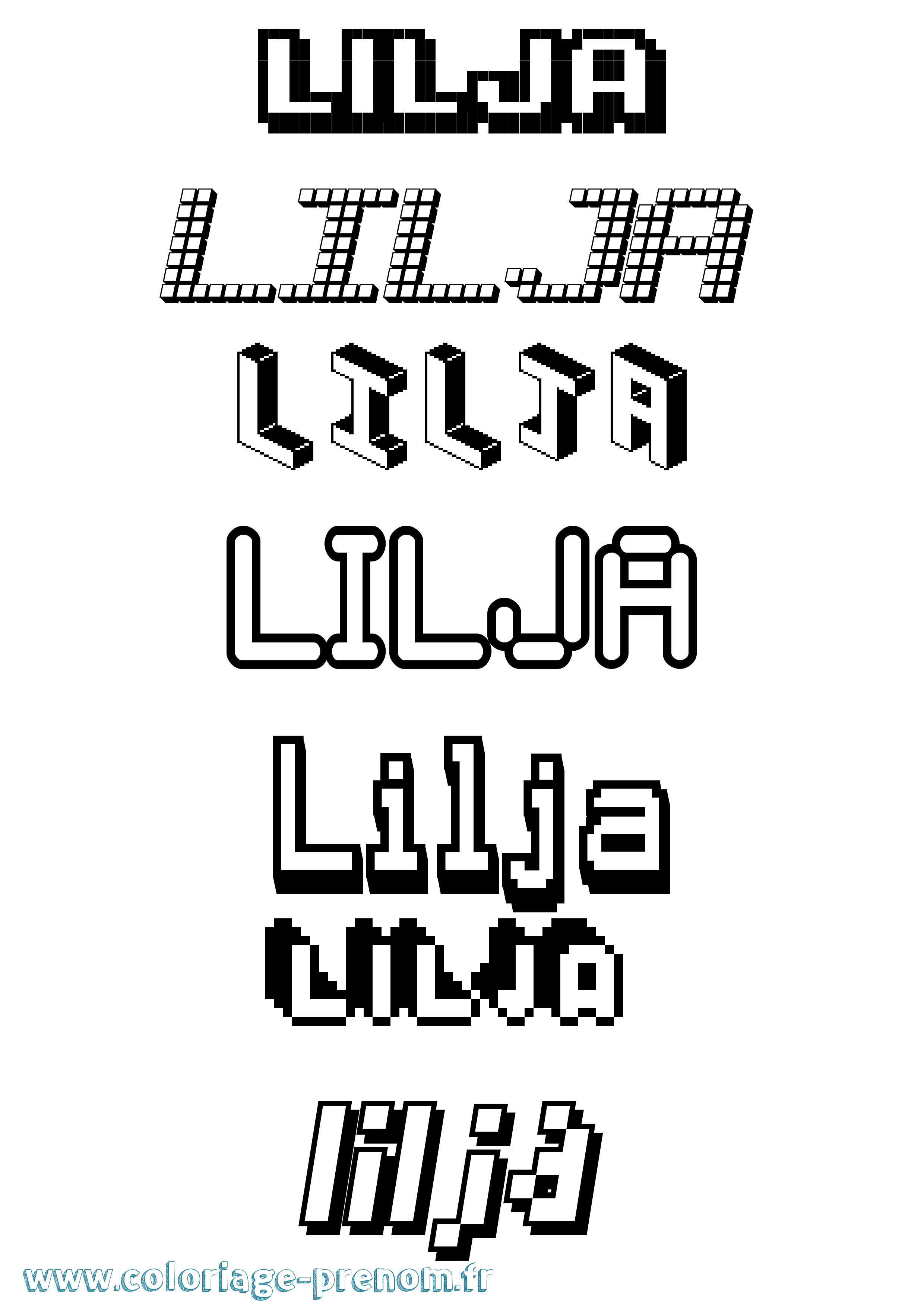 Coloriage Lilja Pixel Coloriage prénom Lilja Pixel
