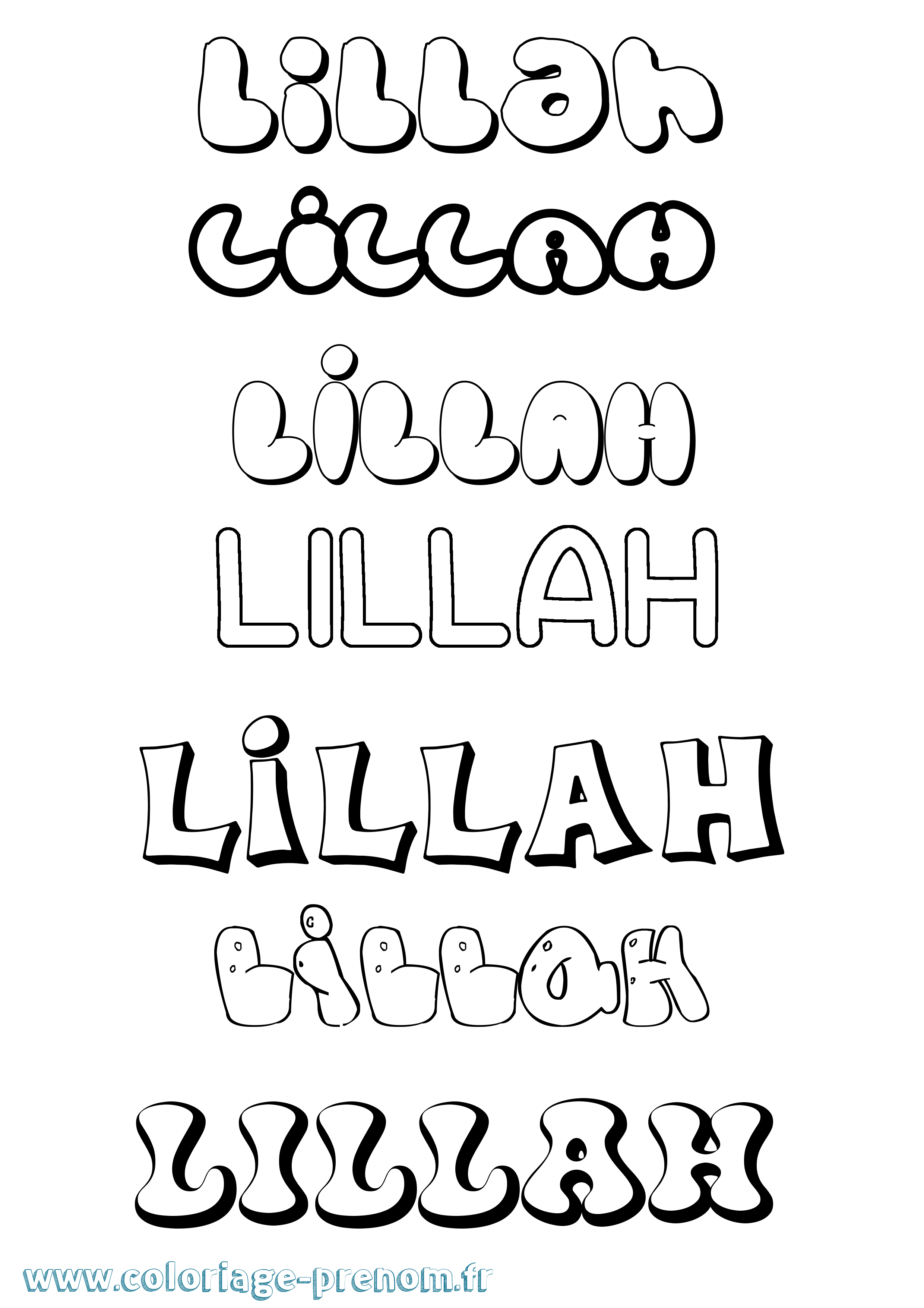Coloriage Lillah Bubble Coloriage prénom Lillah Bubble