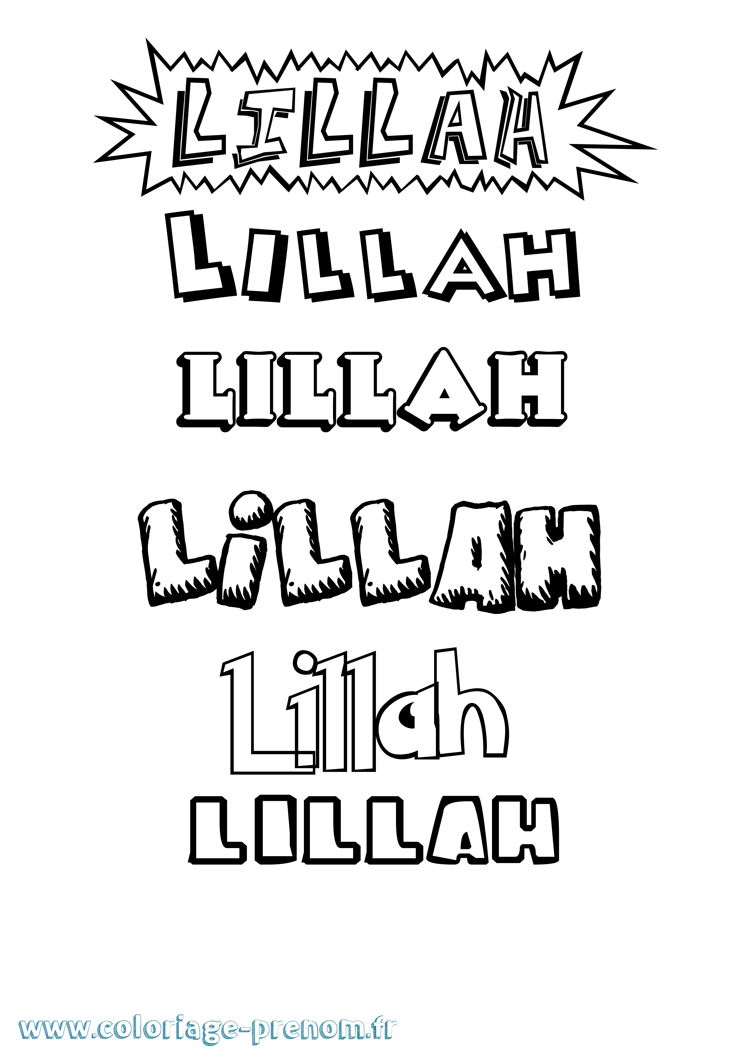 Coloriage Lillah Dessin Animé Coloriage prénom Lillah Dessin Animé