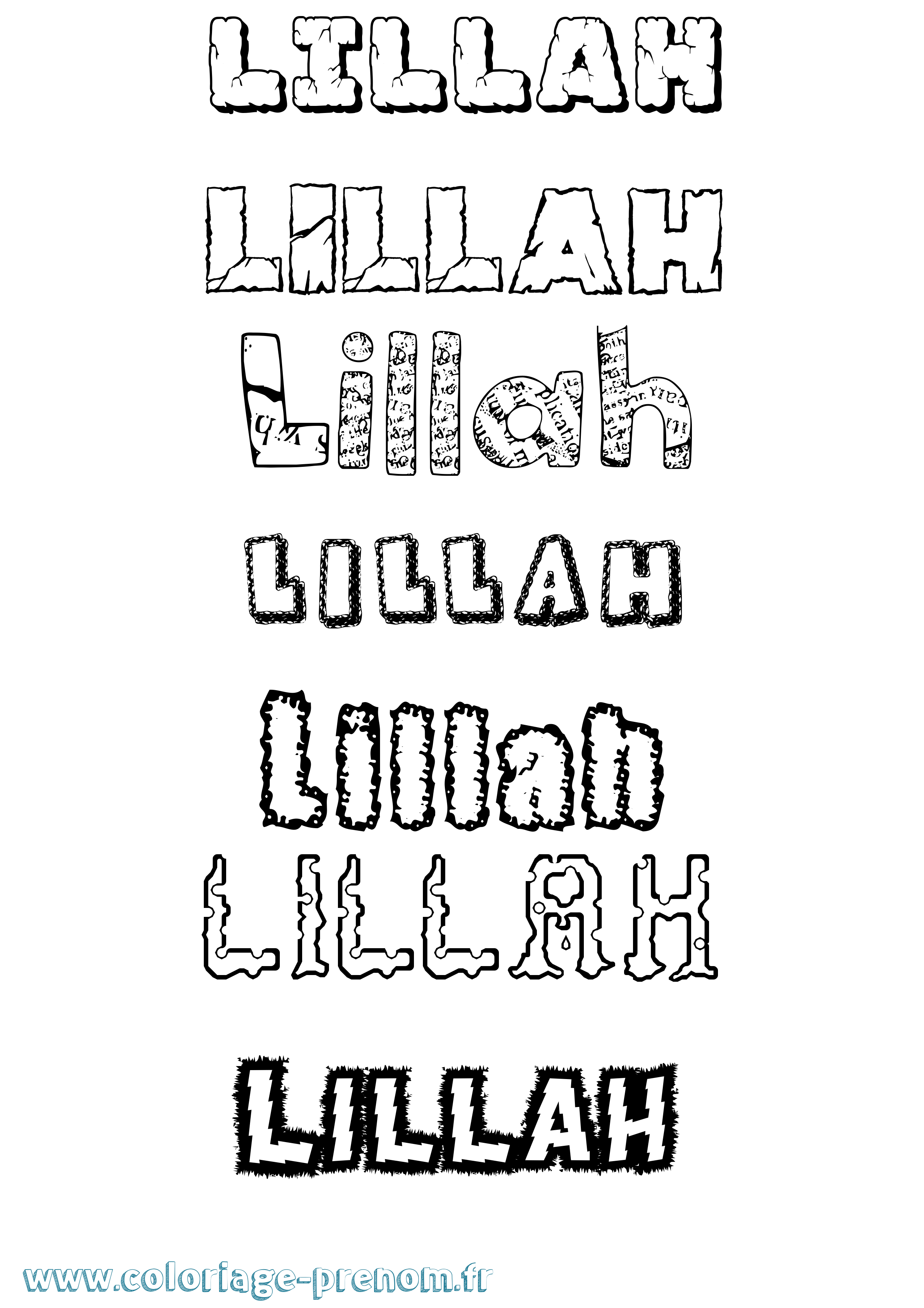 Coloriage Lillah Destructuré Coloriage prénom Lillah Destructuré